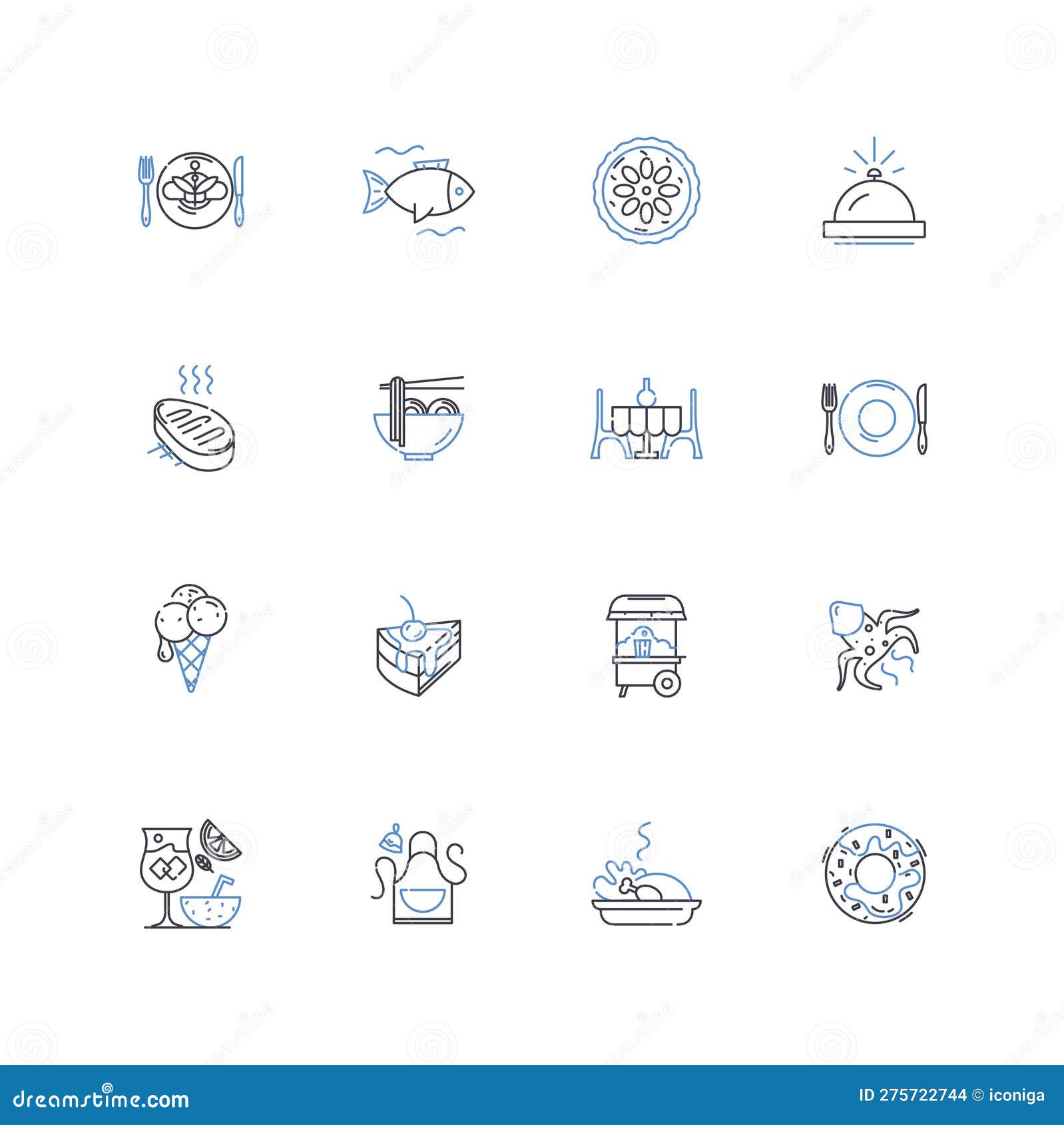 eating-out hub line icons collection. restaurant, diner, cafe, bistro, brasserie, pub, tavern  and linear