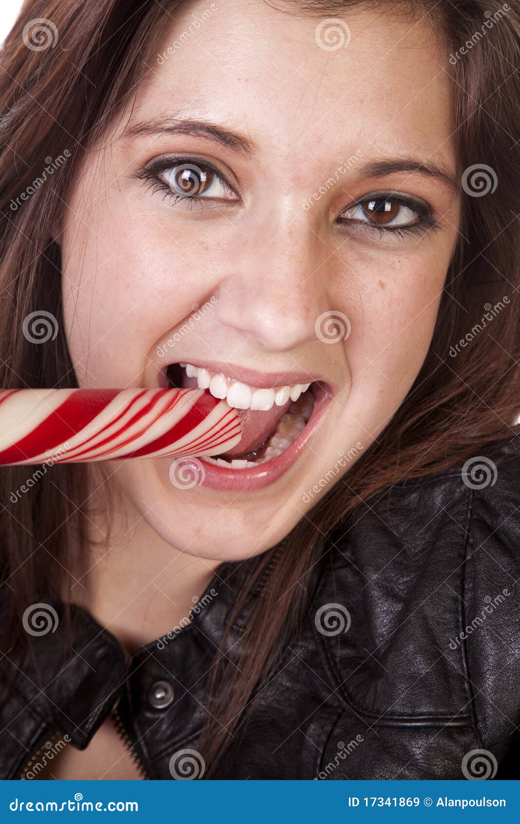 Eating peppermint stock image. Image of portrait, candy 17341869