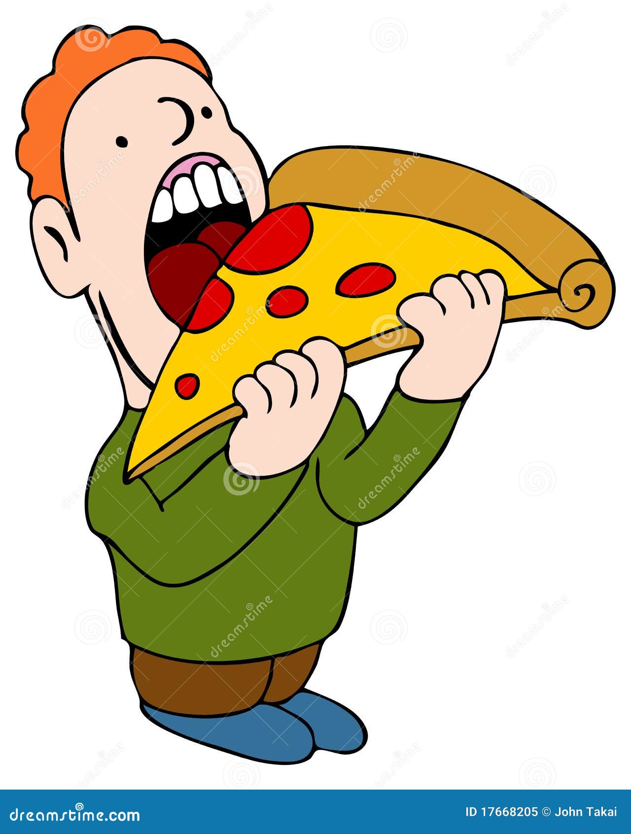 fat guy eating pizza cartoon