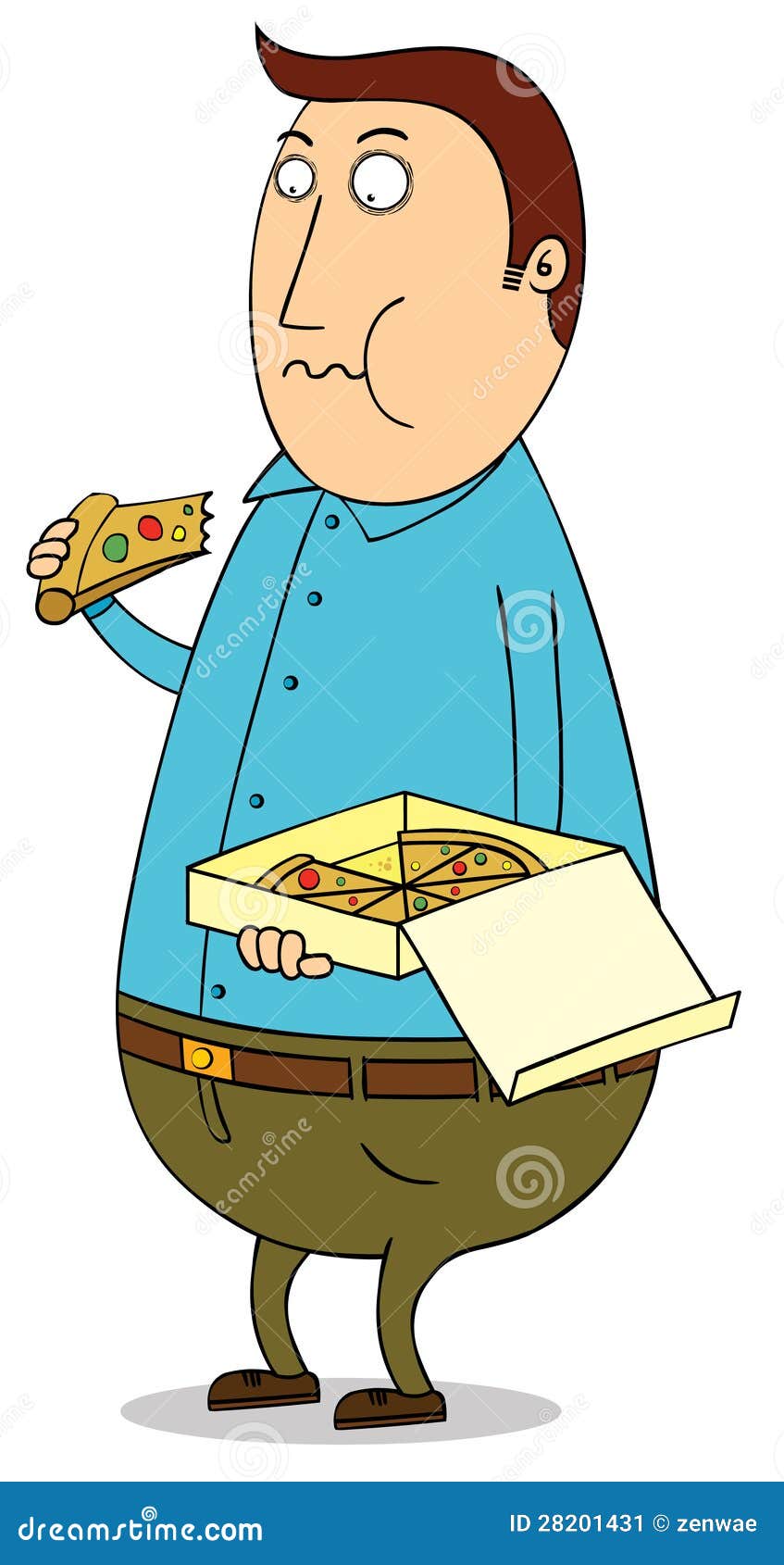 fat guy eating pizza cartoon