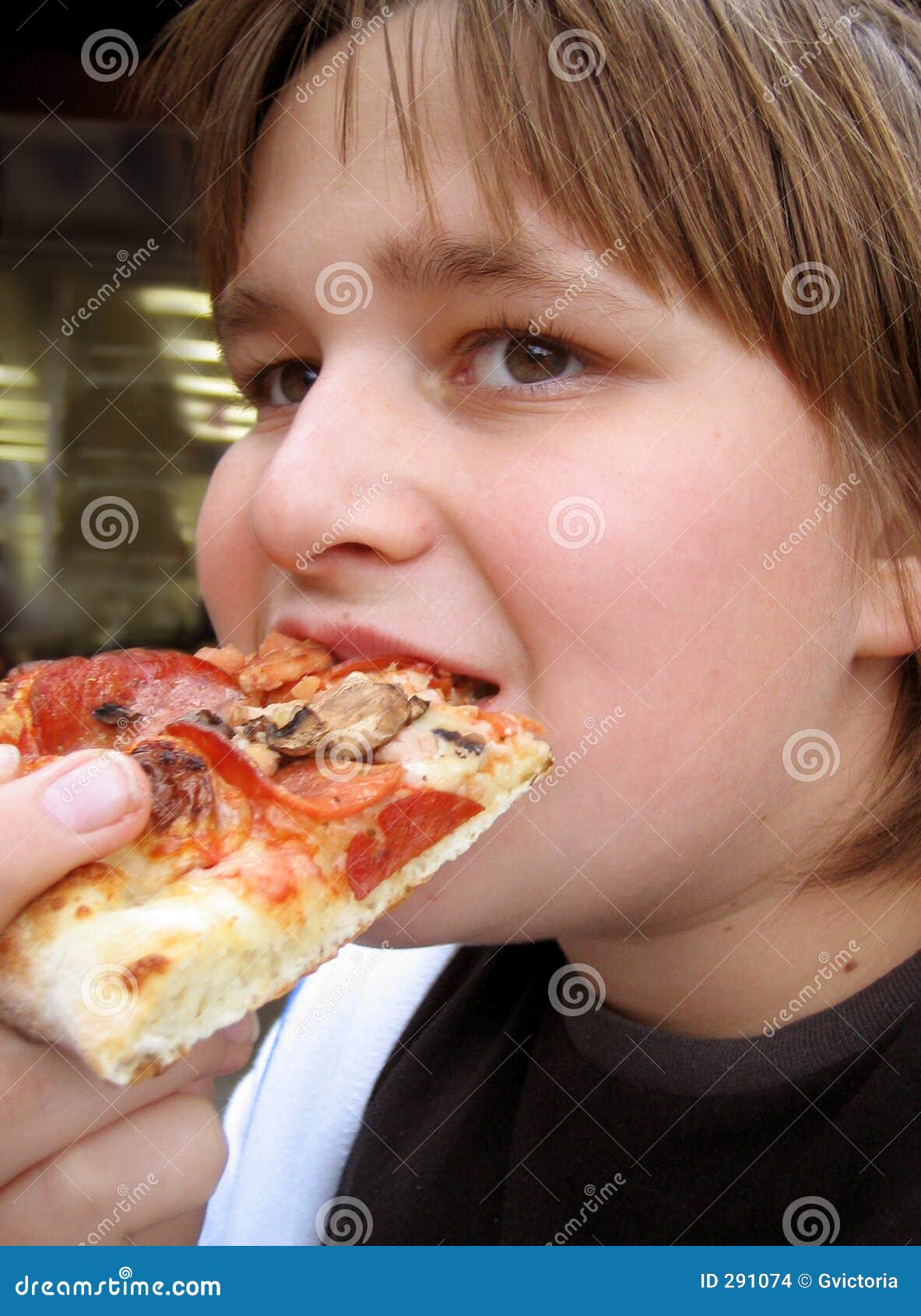Eating pizza stock photo. Image of males, dough, nutrition 291074