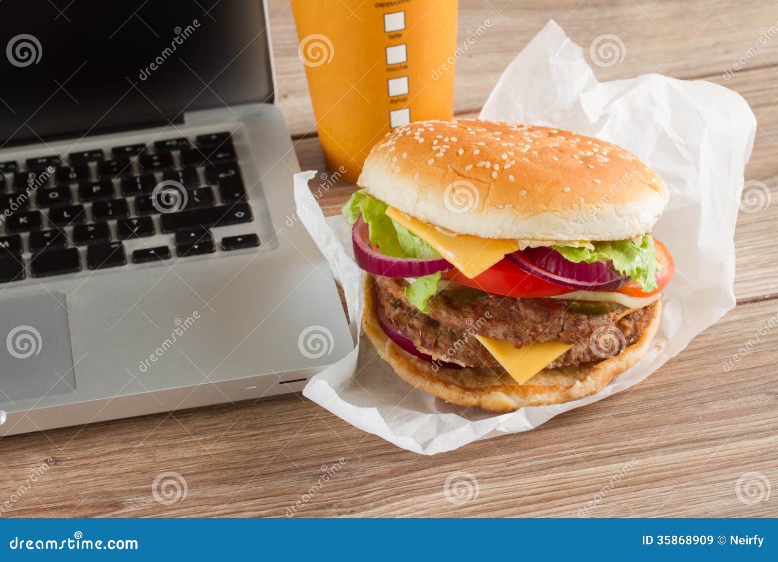 Eating At Work Place Near Laptop Royalty Free Stock Images ...