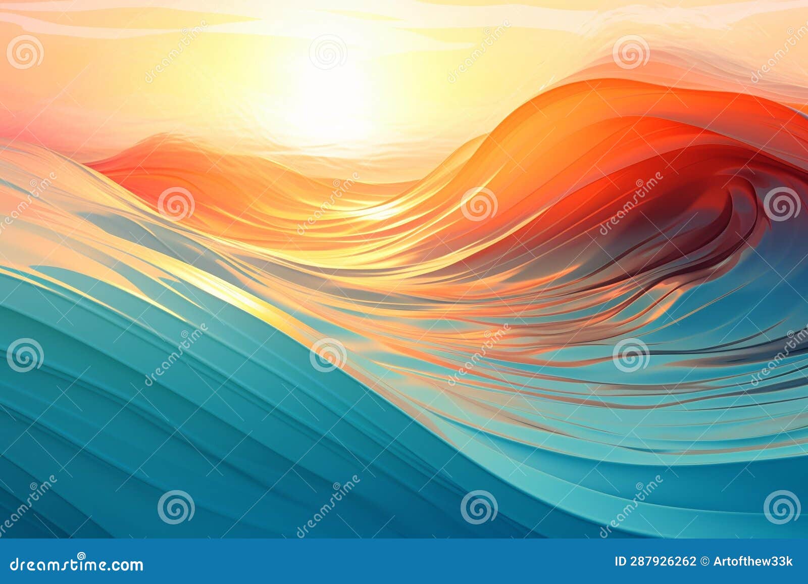 Ebb and Flow of Love Abstract Teal and White Wave Patterns Stock