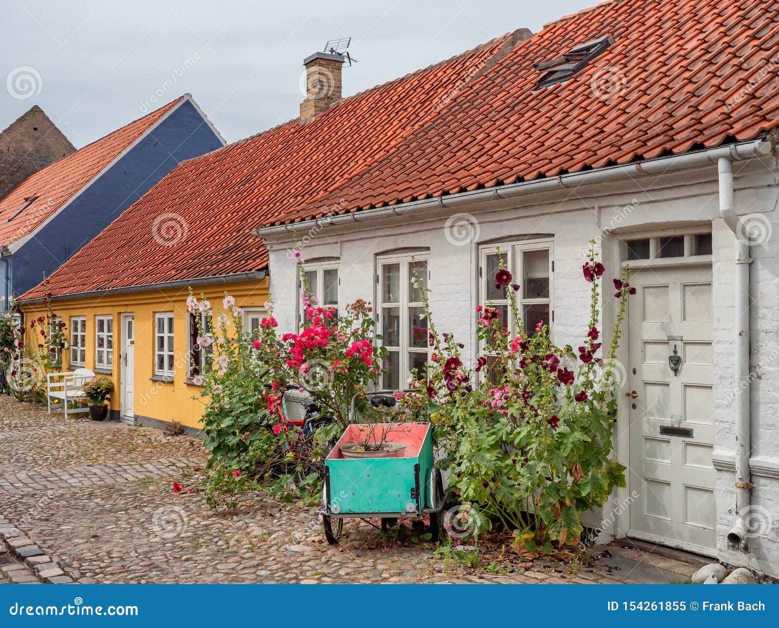 Ebeltoft Idyllic Traditional Half Timbered Houses, Denmark Stock Image