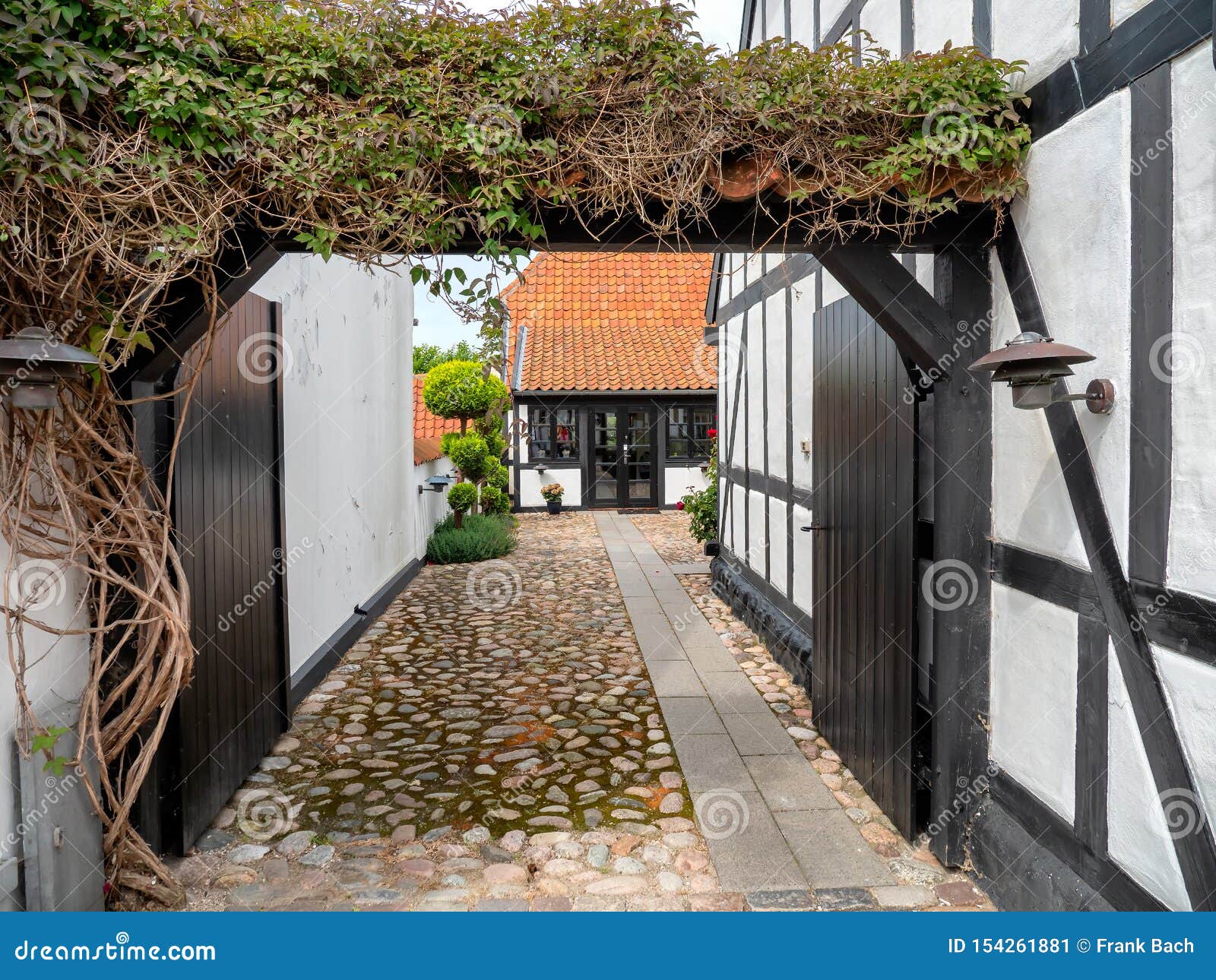Ebeltoft Idyllic Traditional Half Timbered Houses, Denmark Stock Image