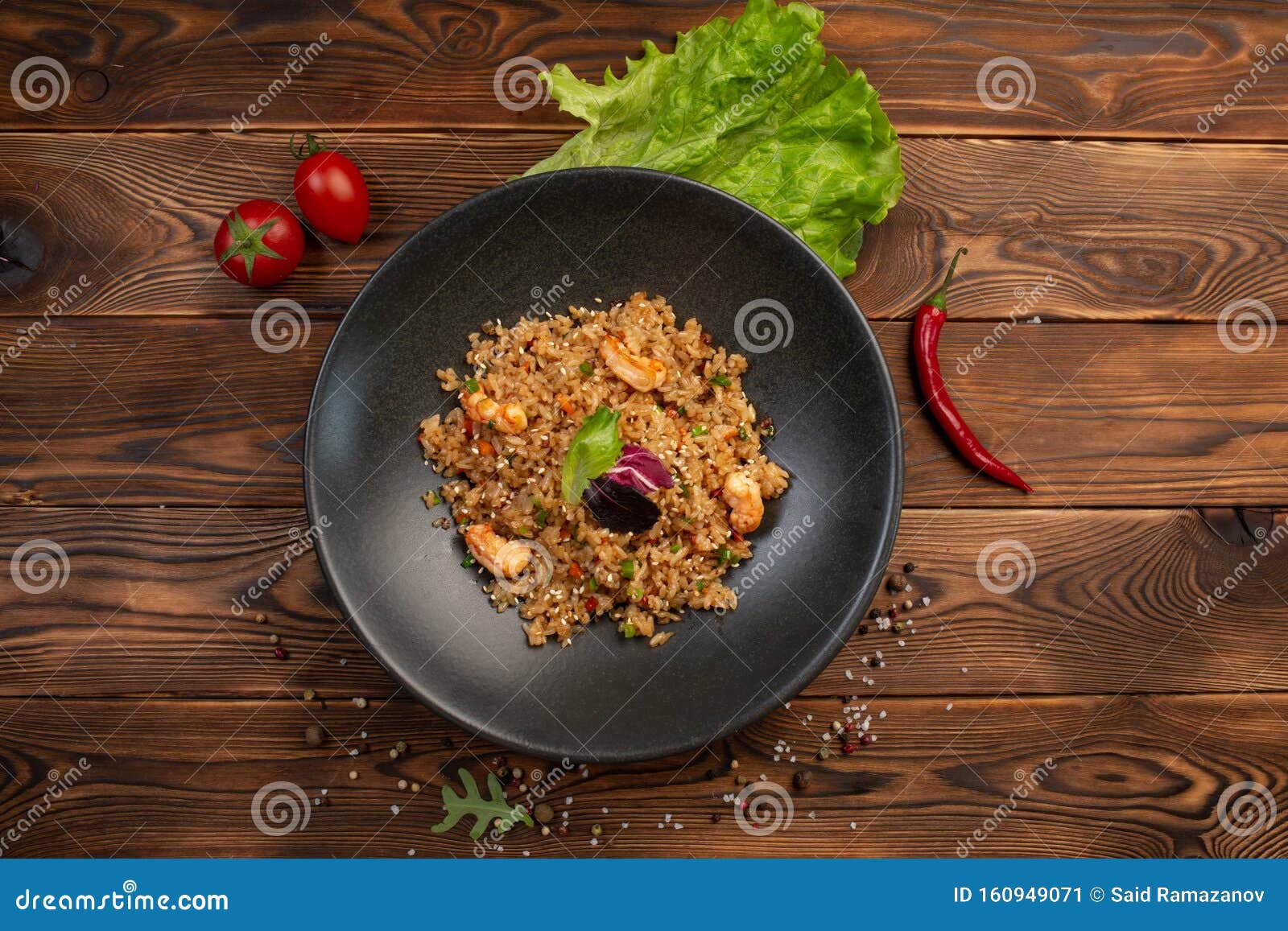 Ebi Chahan Fried Japanese Rice with Vegetables, Shrimp and Soy Sauce