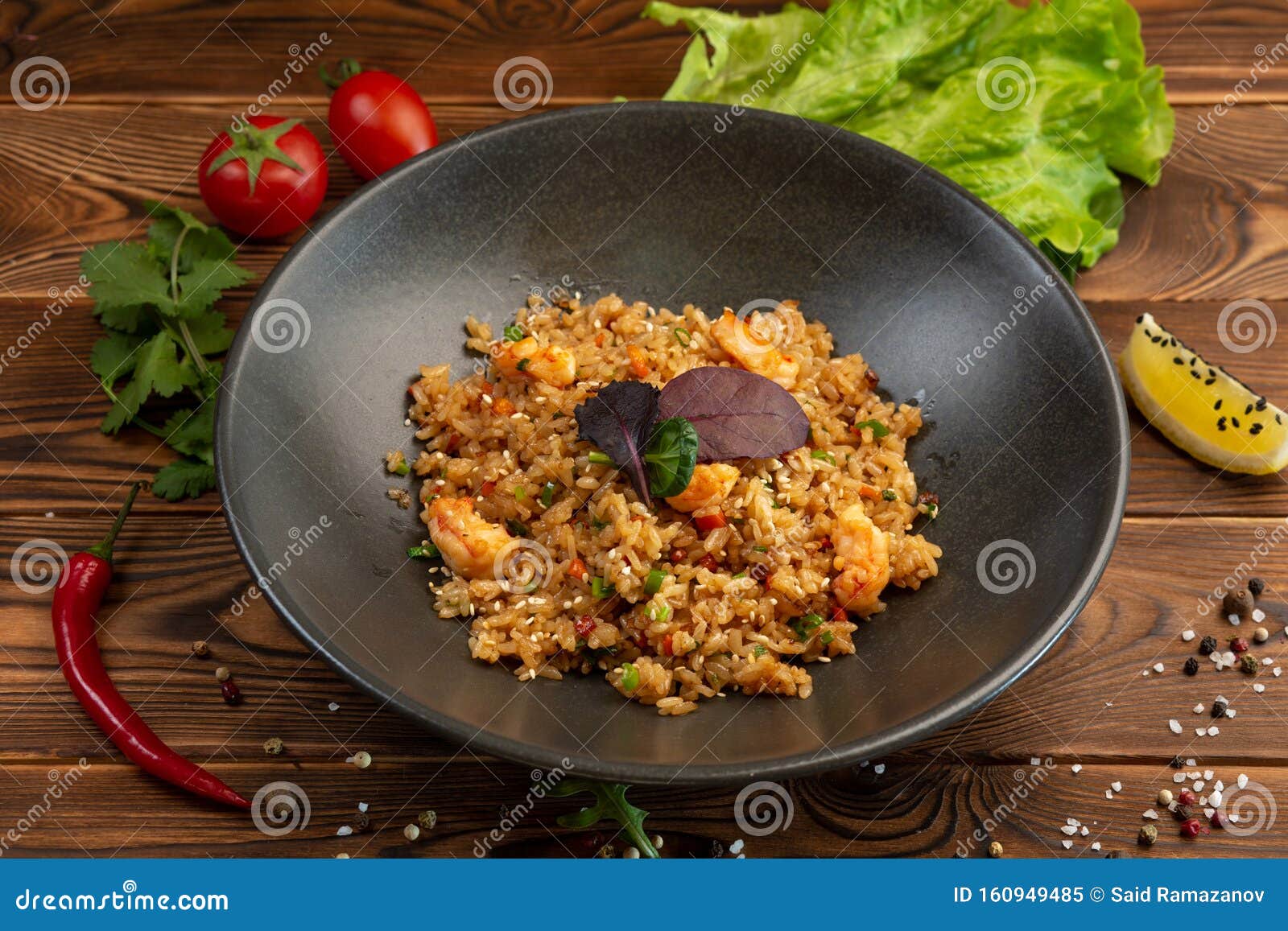 Ebi Chahan Fried Japanese Rice with Vegetables, Shrimp and Soy Sauce