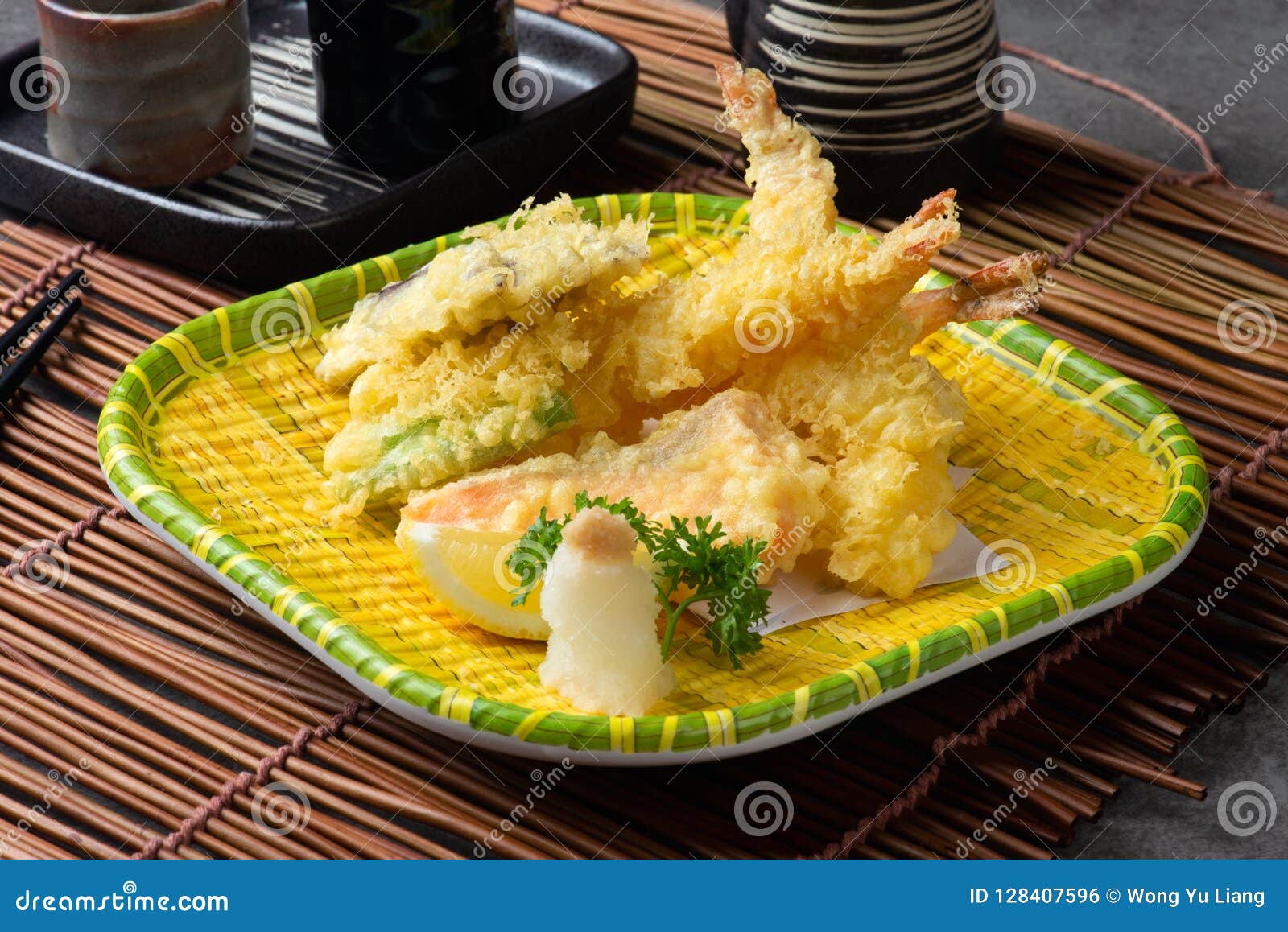 Ebi tempura shrimp stock photo. Image of food, dish 128407596
