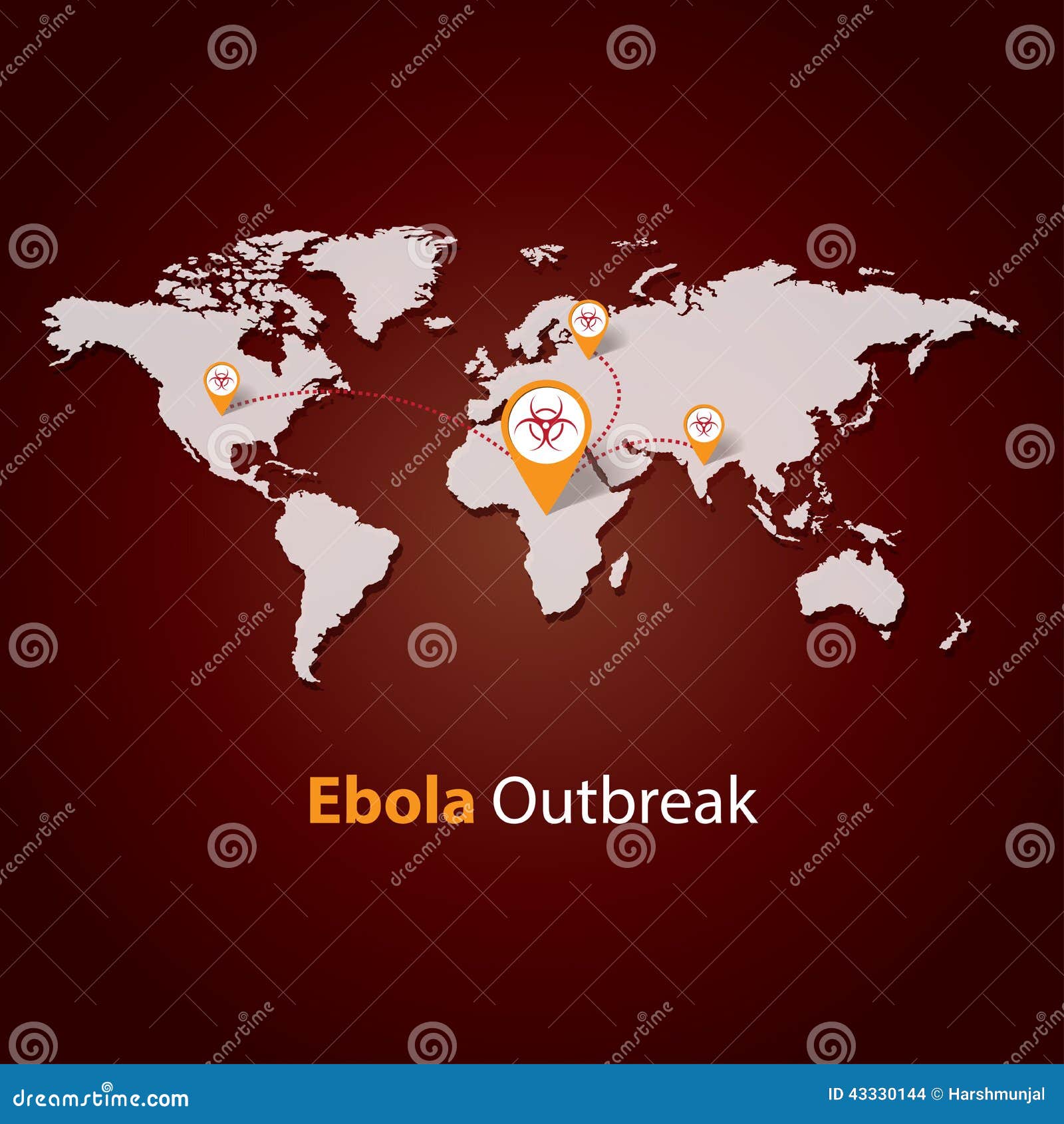 Ebola Virus outbreak . Minimalistic template design . outbreaks concept illustration. Ebola Virus outbreak on a world map . Minimalistic template design . outbreaks concept illustration