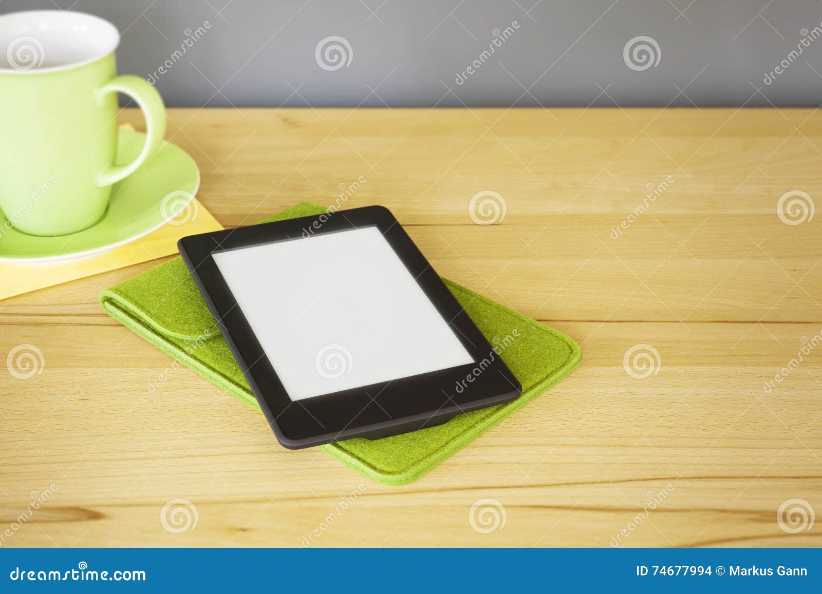 Ebook Reader on a Wooden Table Stock Photo Image of wooden, breakfast