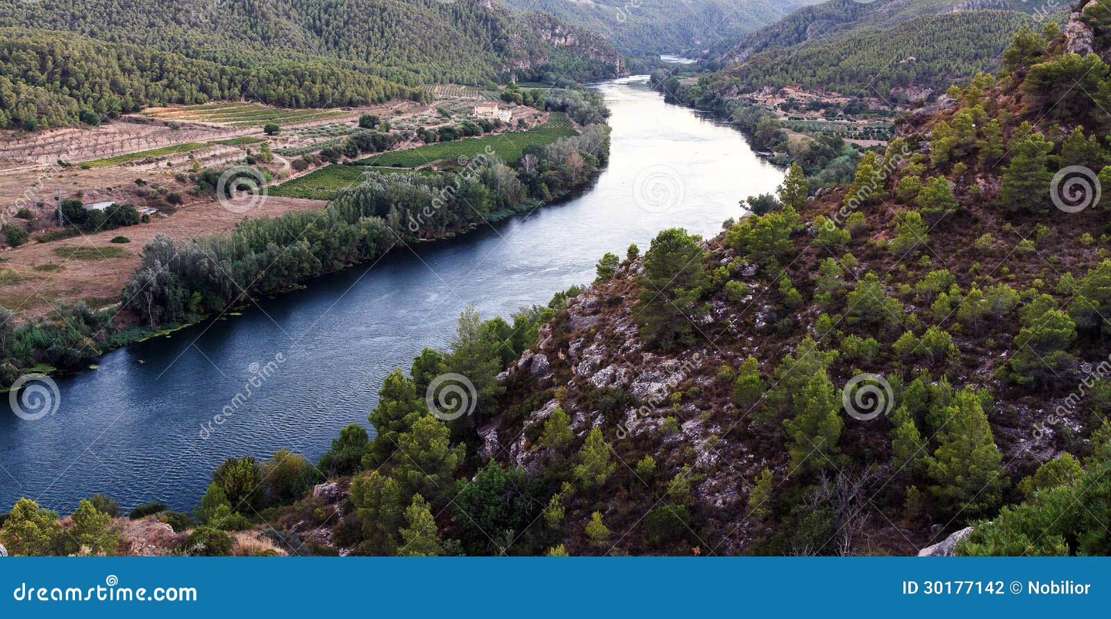 Ebro river stock photo. Image of catalan, land, aerial 30177142