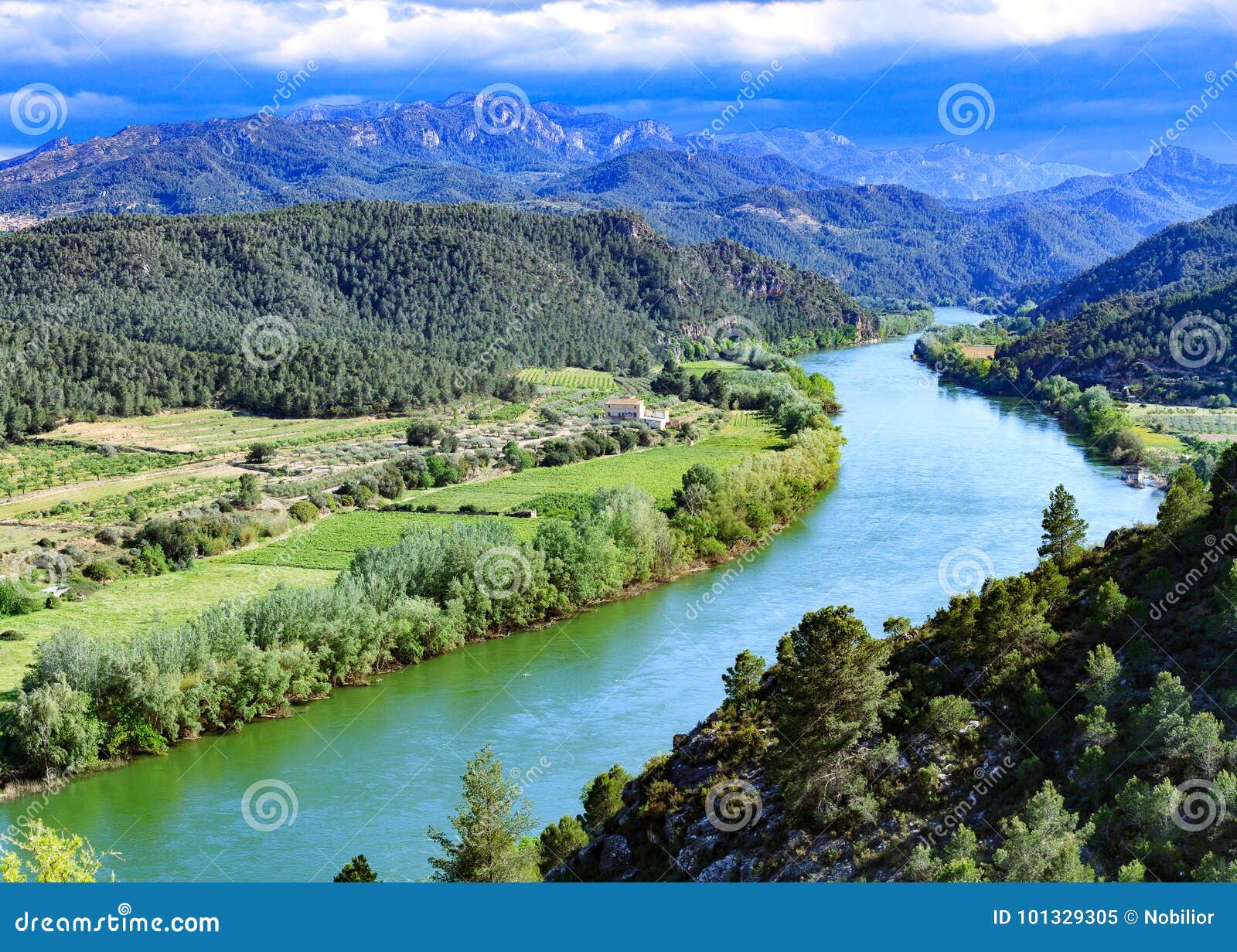 The Ebro River. Most Important River on the Iberian Peninsula. Stock