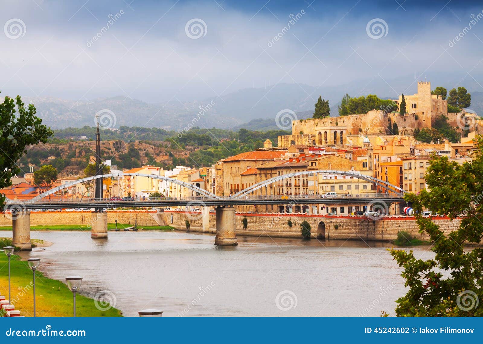 ebro river and suda castle in tortosa