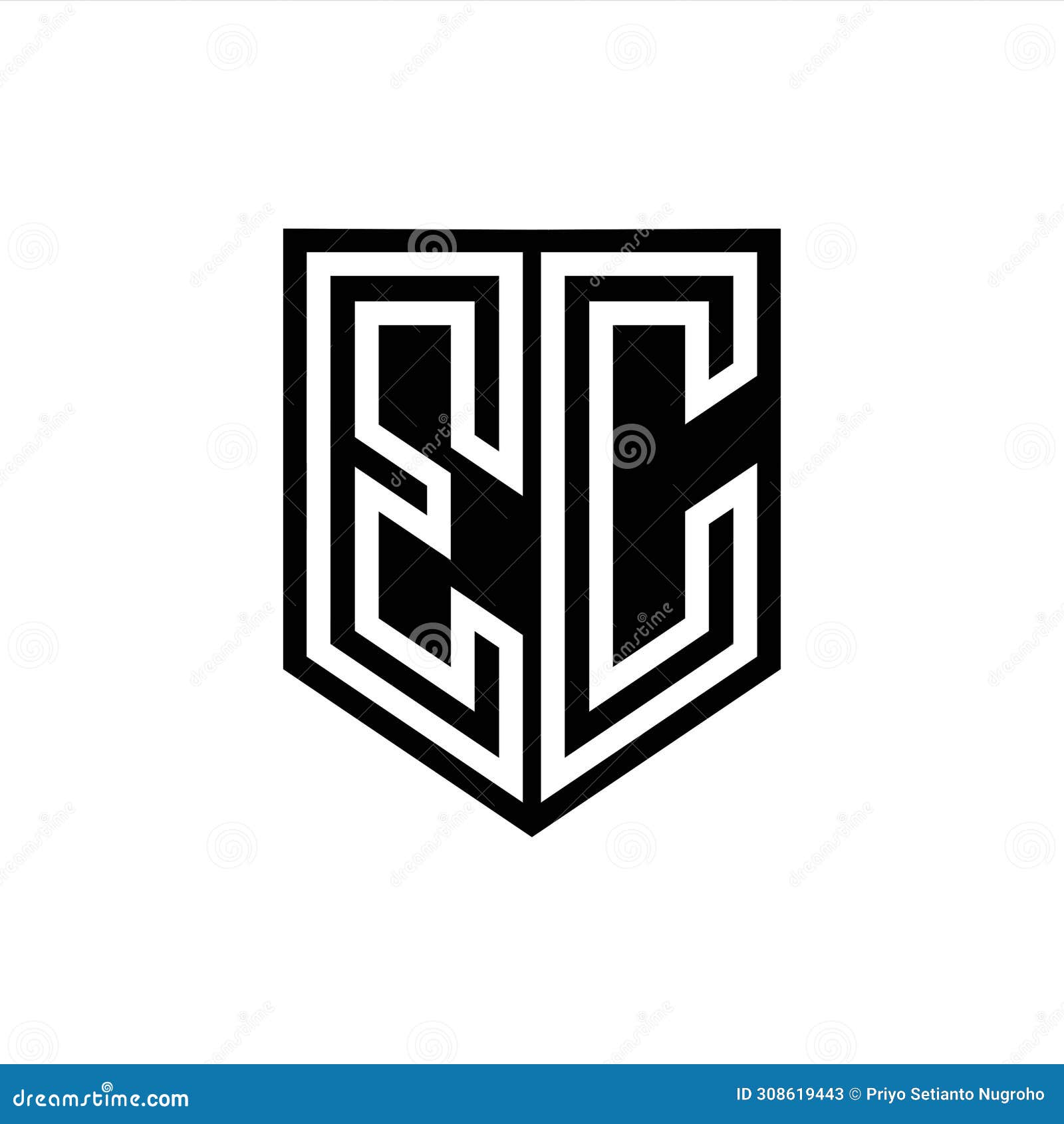 ec logo monogram shield geometric white line inside black shield color 