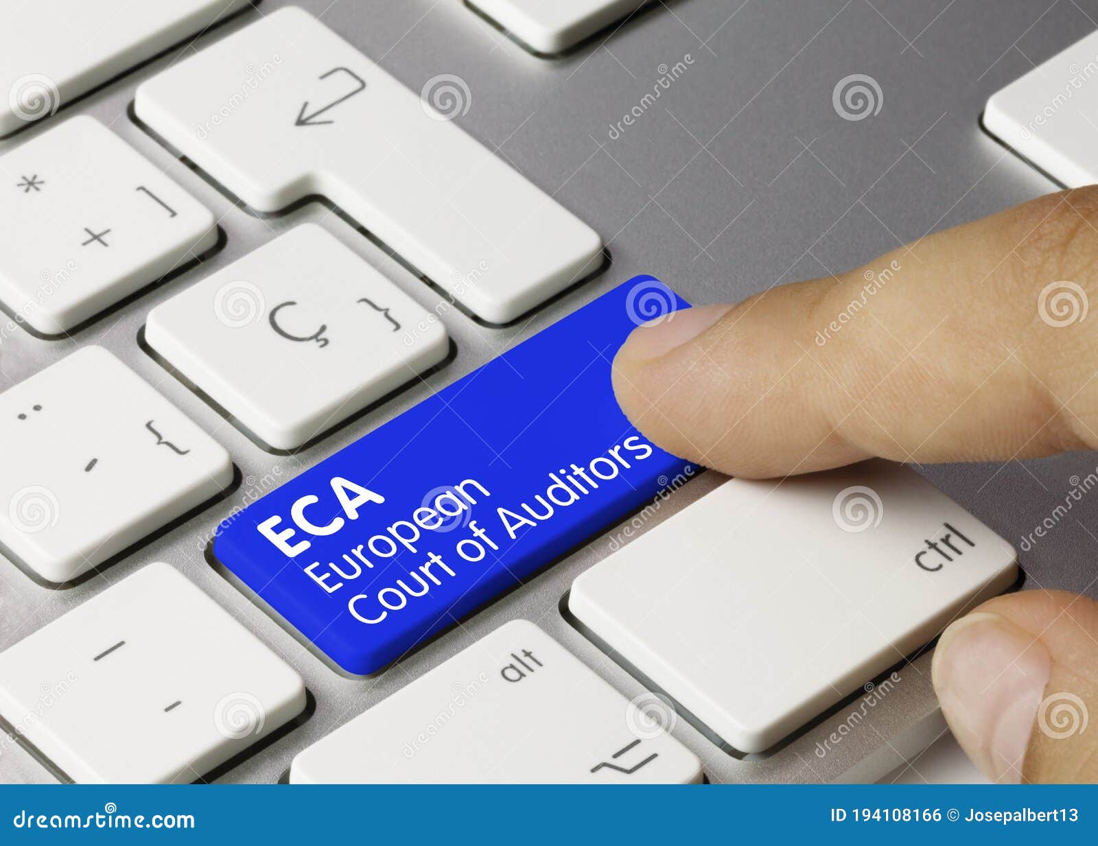 eca european court of auditors - inscription on blue keyboard key