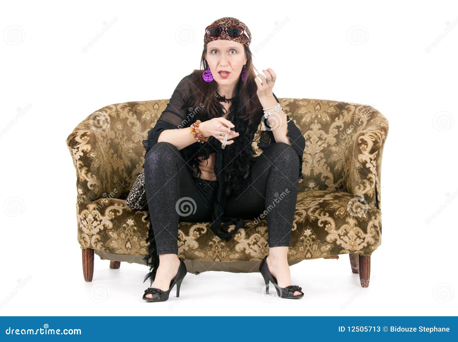 Eccentric hippie woman stock image. Image of cigarette 12505713