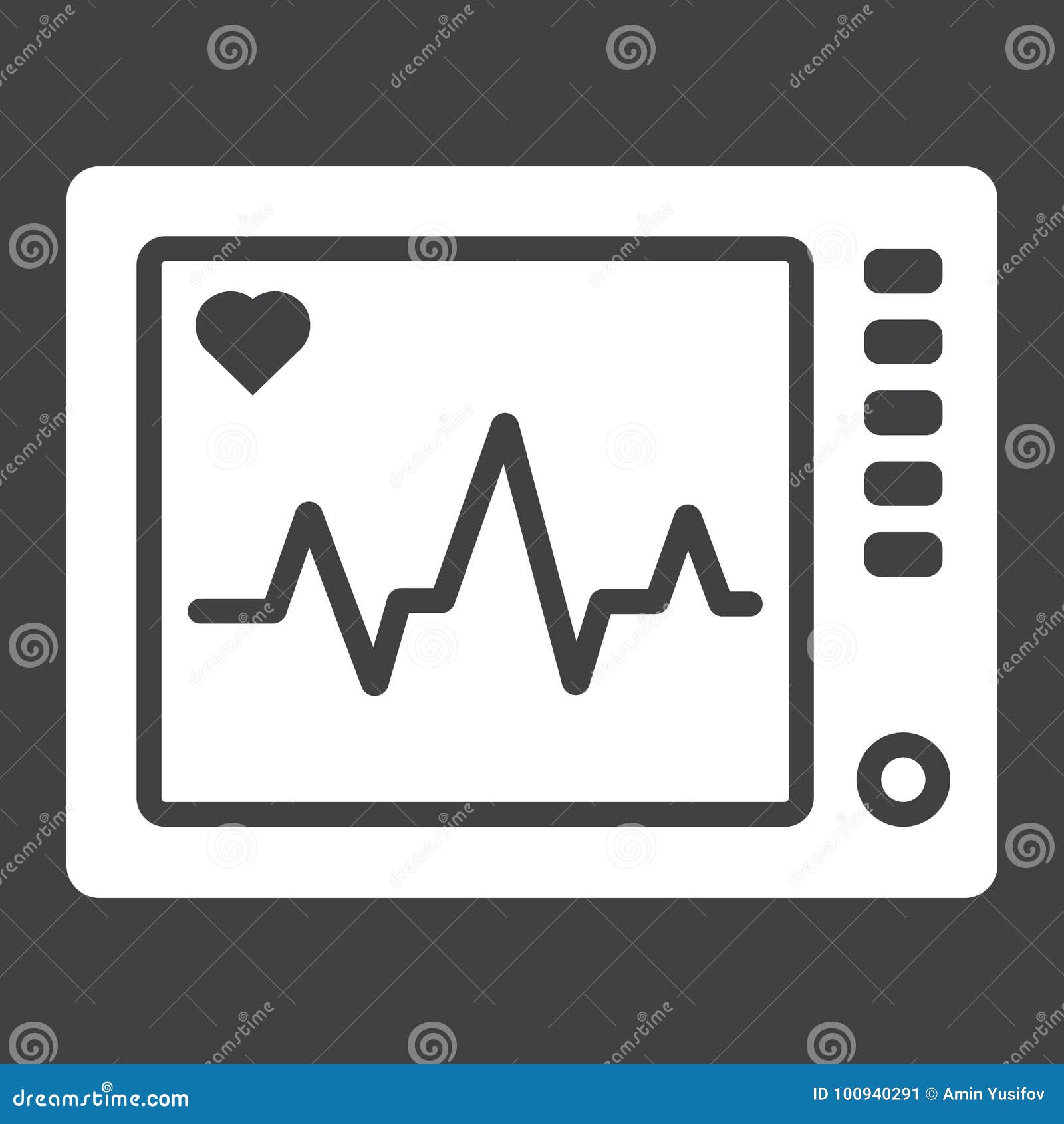 ecg machine glyph icon, medicine