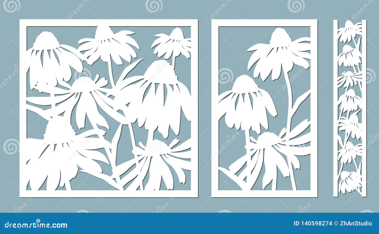 echinacea.  . paper flower, stickers. laser cut. template for laser cutting and plotter.  .
