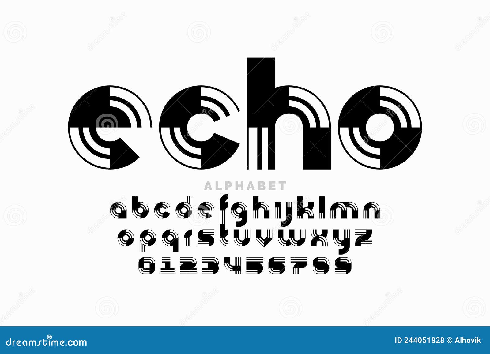 Echo Style Modern Font Vector Illustration | CartoonDealer.com #244051828