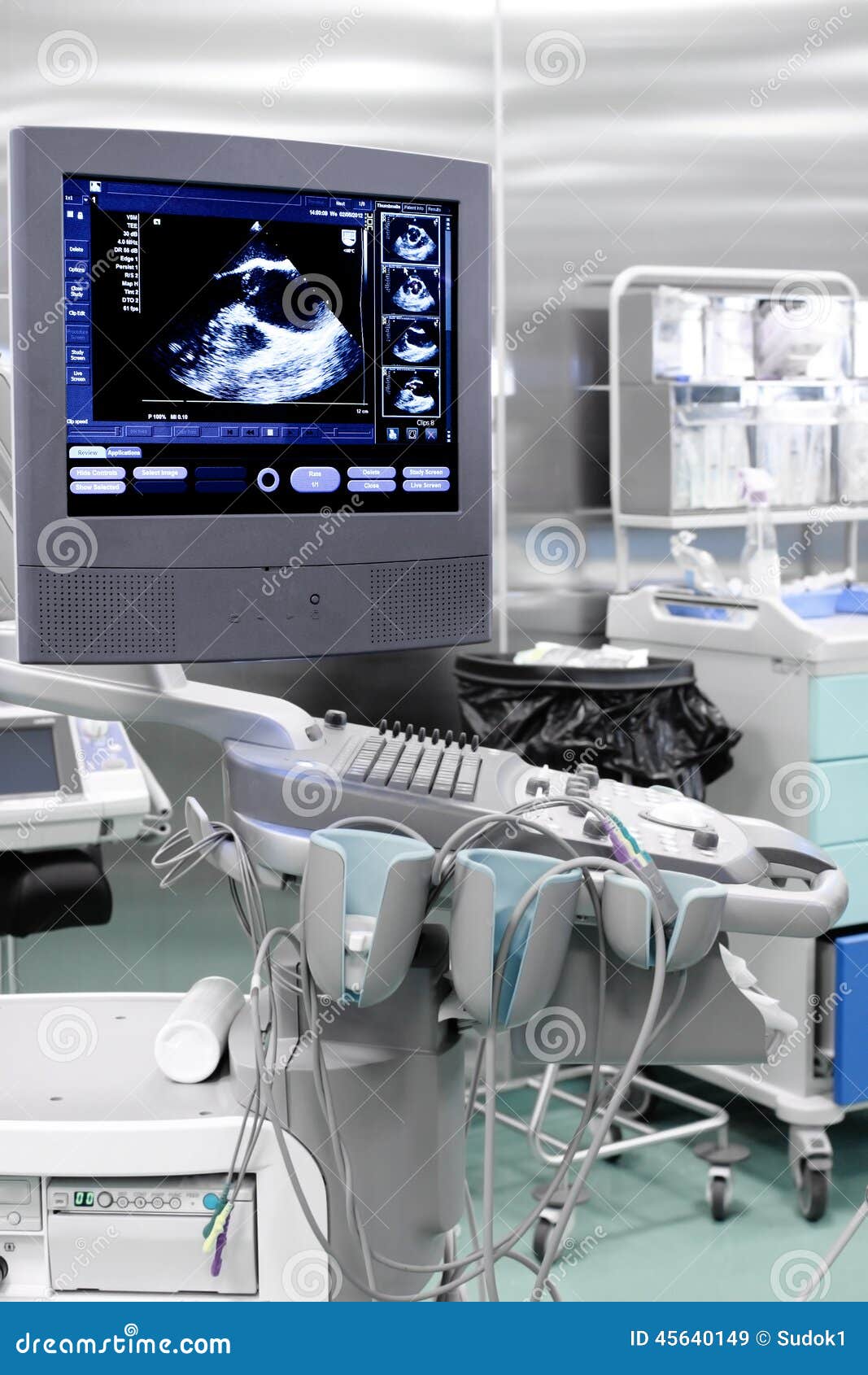 Echo (ultrasound) Machine with the Image of Heart Stock Image - Image