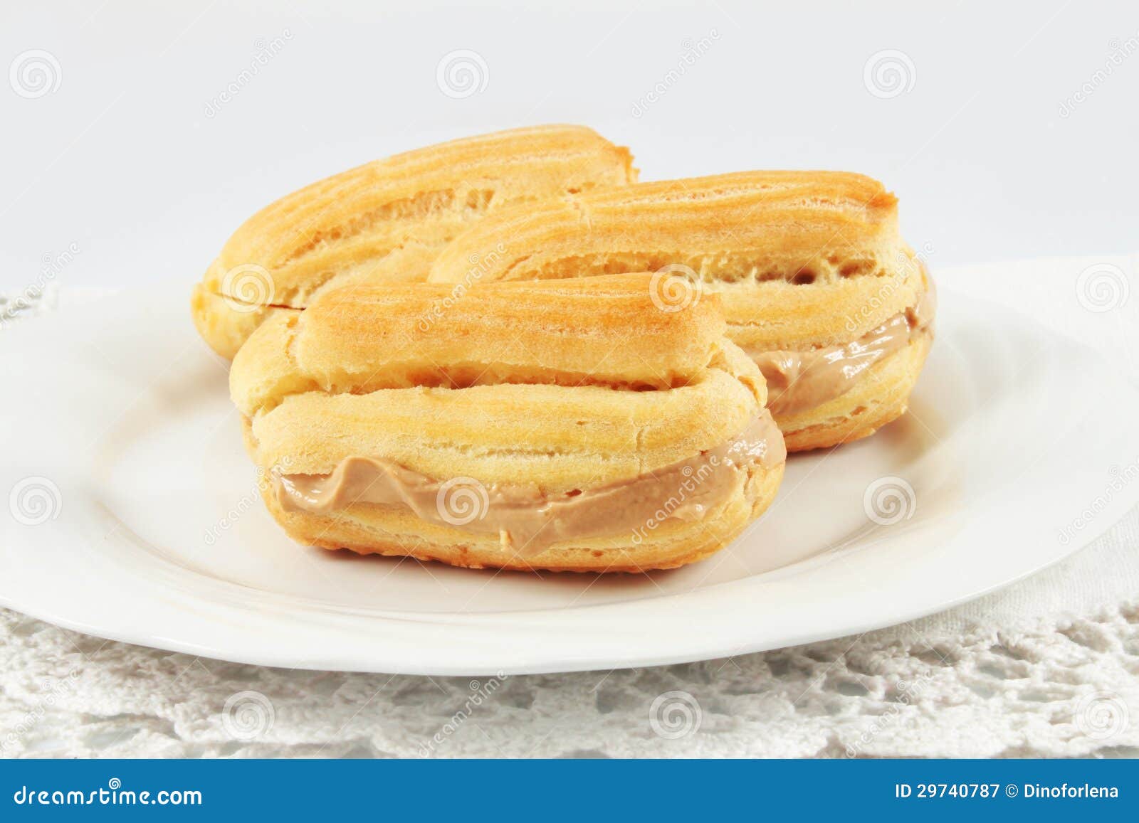Eclairs with coffee cream stock image. Image of custard 29740787