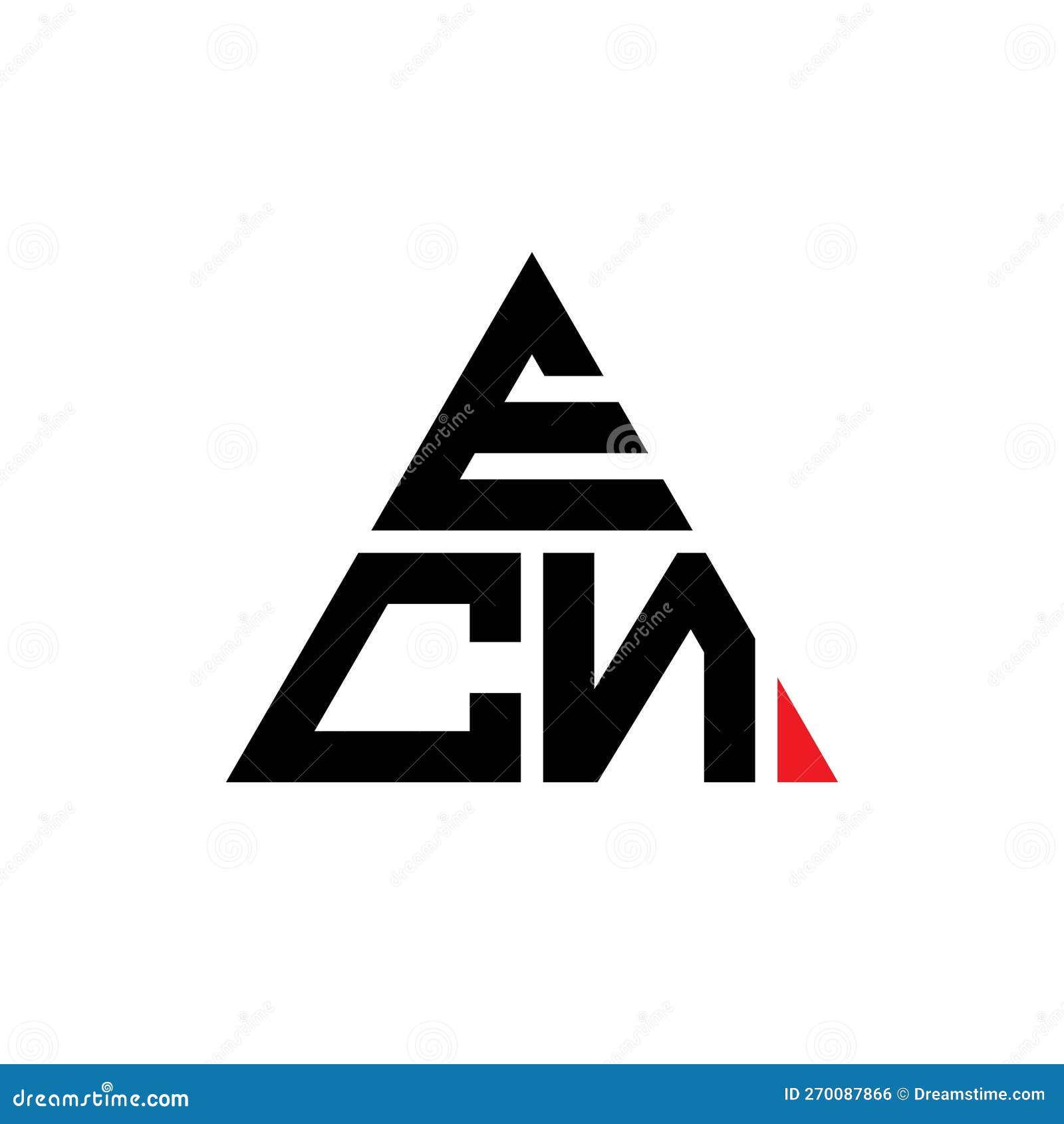ecn triangle letter logo  with triangle . ecn triangle logo  monogram. ecn triangle  logo template with red