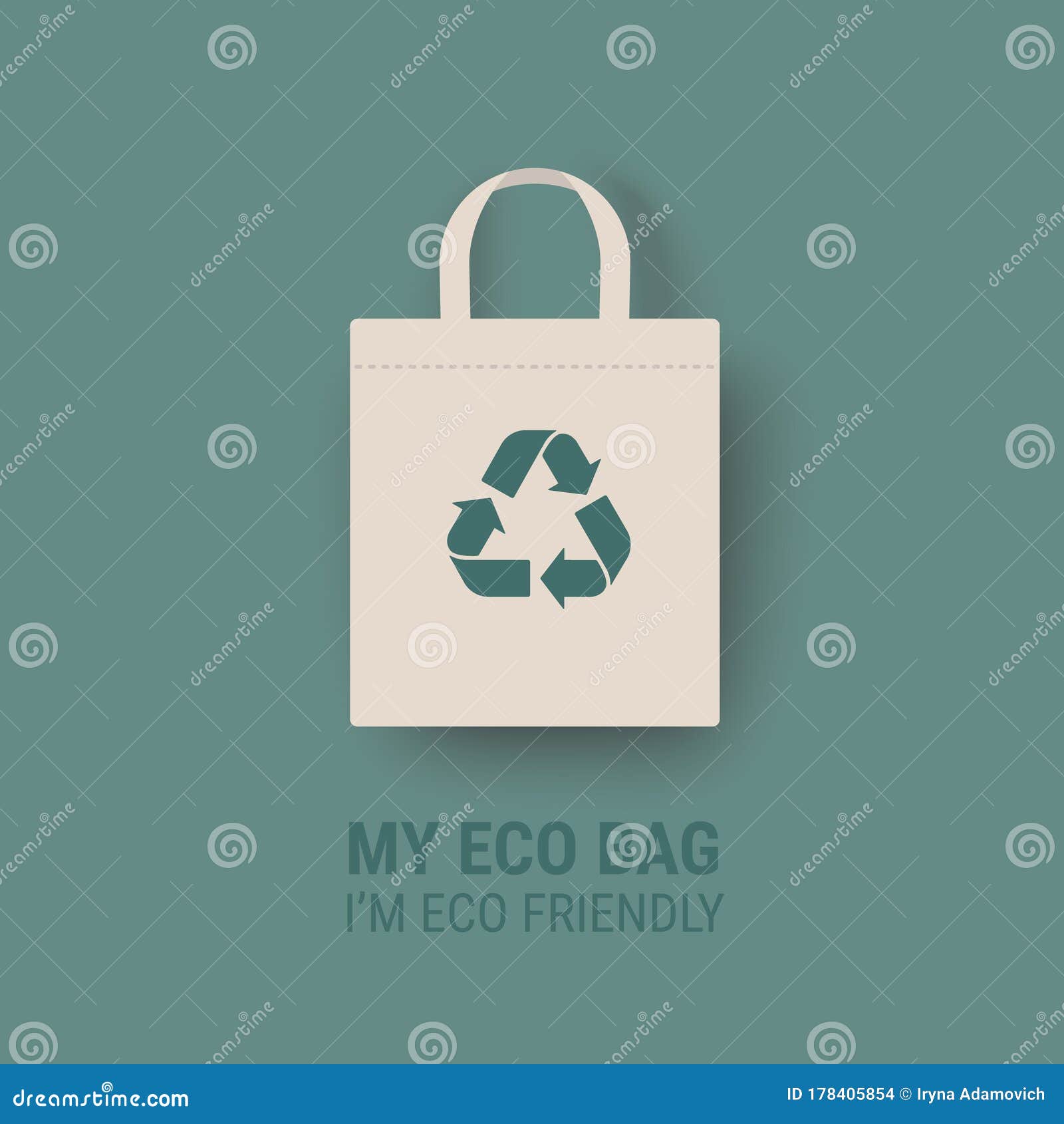 Canvas Tote Bag Eco Recycle Flat Design Isolated On White