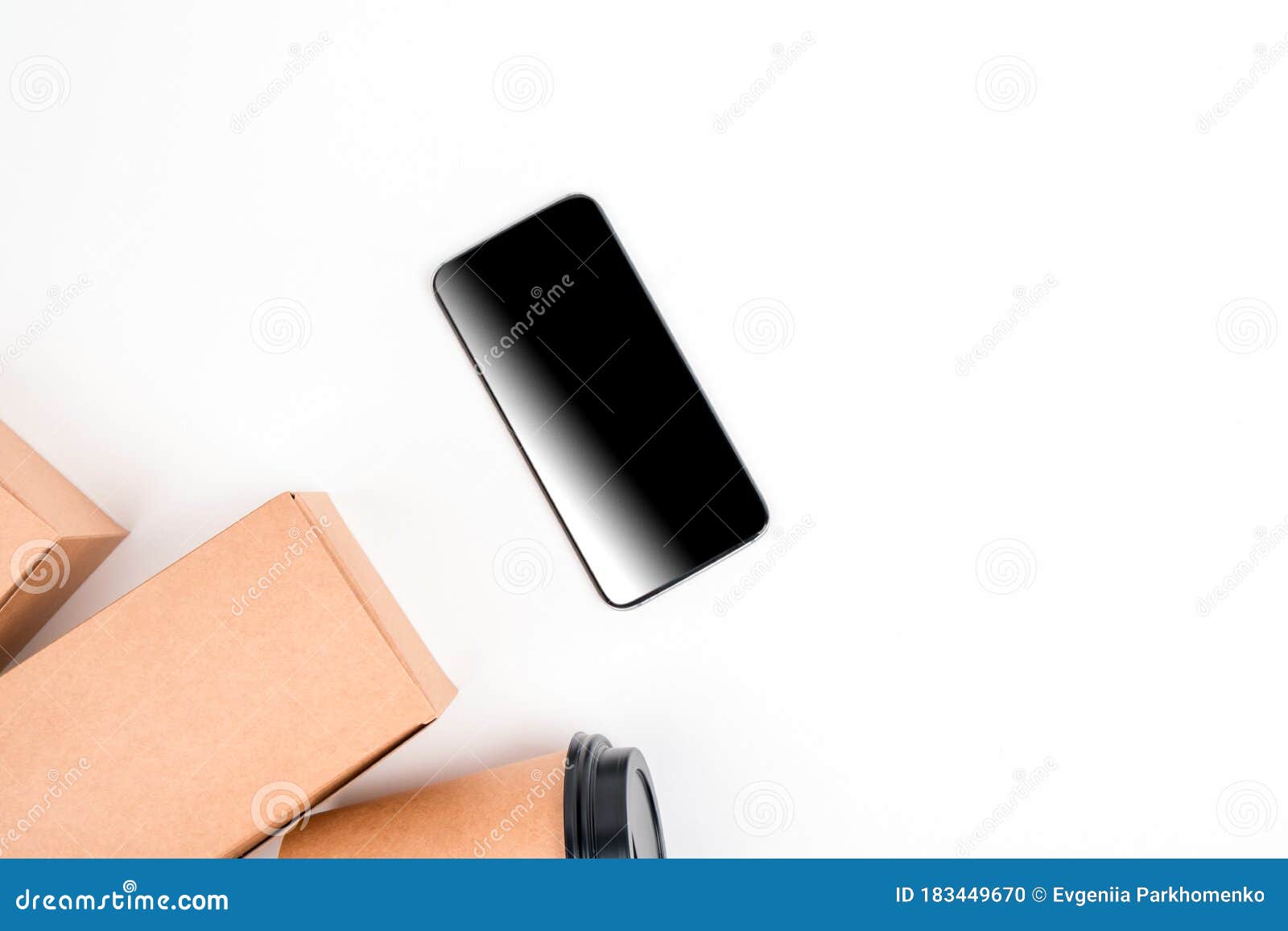 Eco Boxes for Food Delivery and Cups on a White Background in the