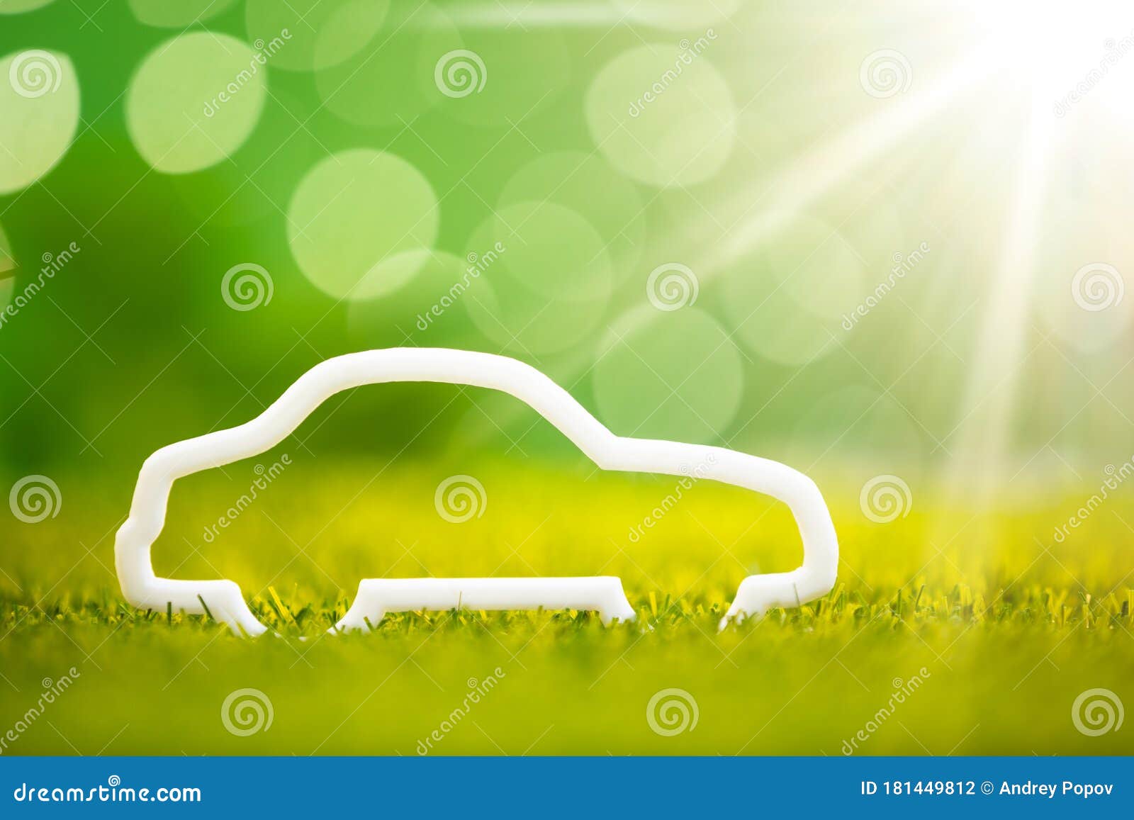Eco Car on Green Grass stock photo. Image of electric 181449812