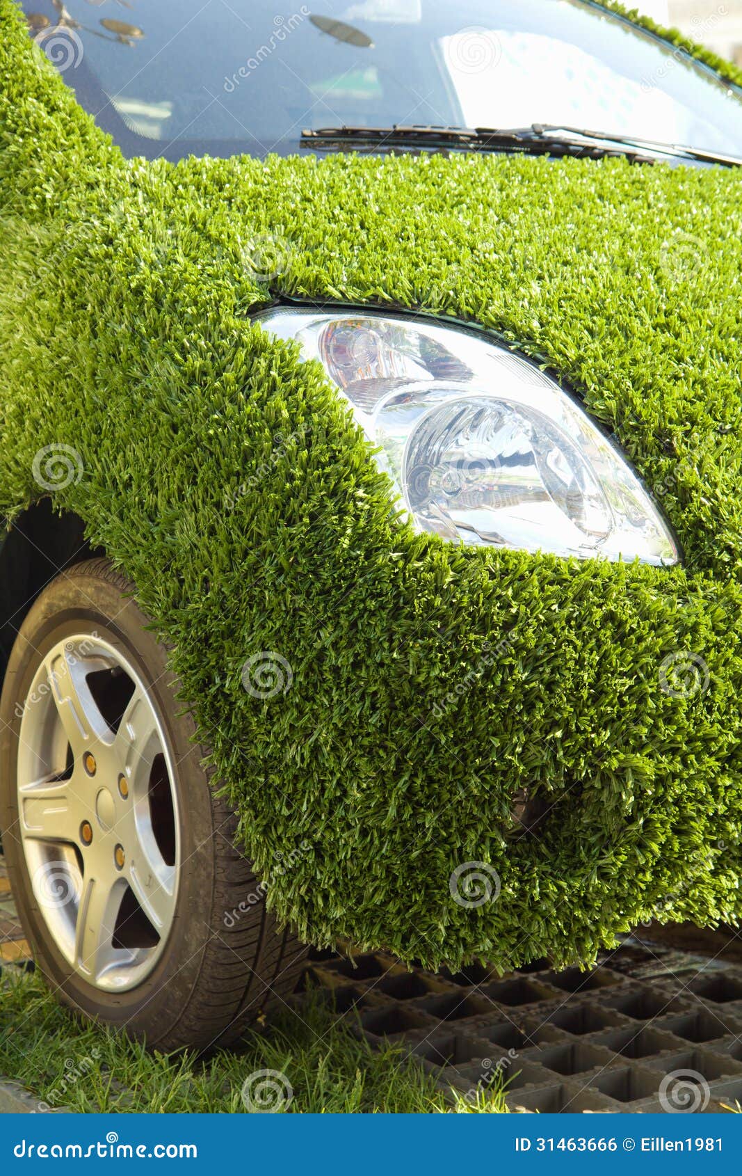 Eco car with green grass stock photo. Image of lawn, ecology 31463666