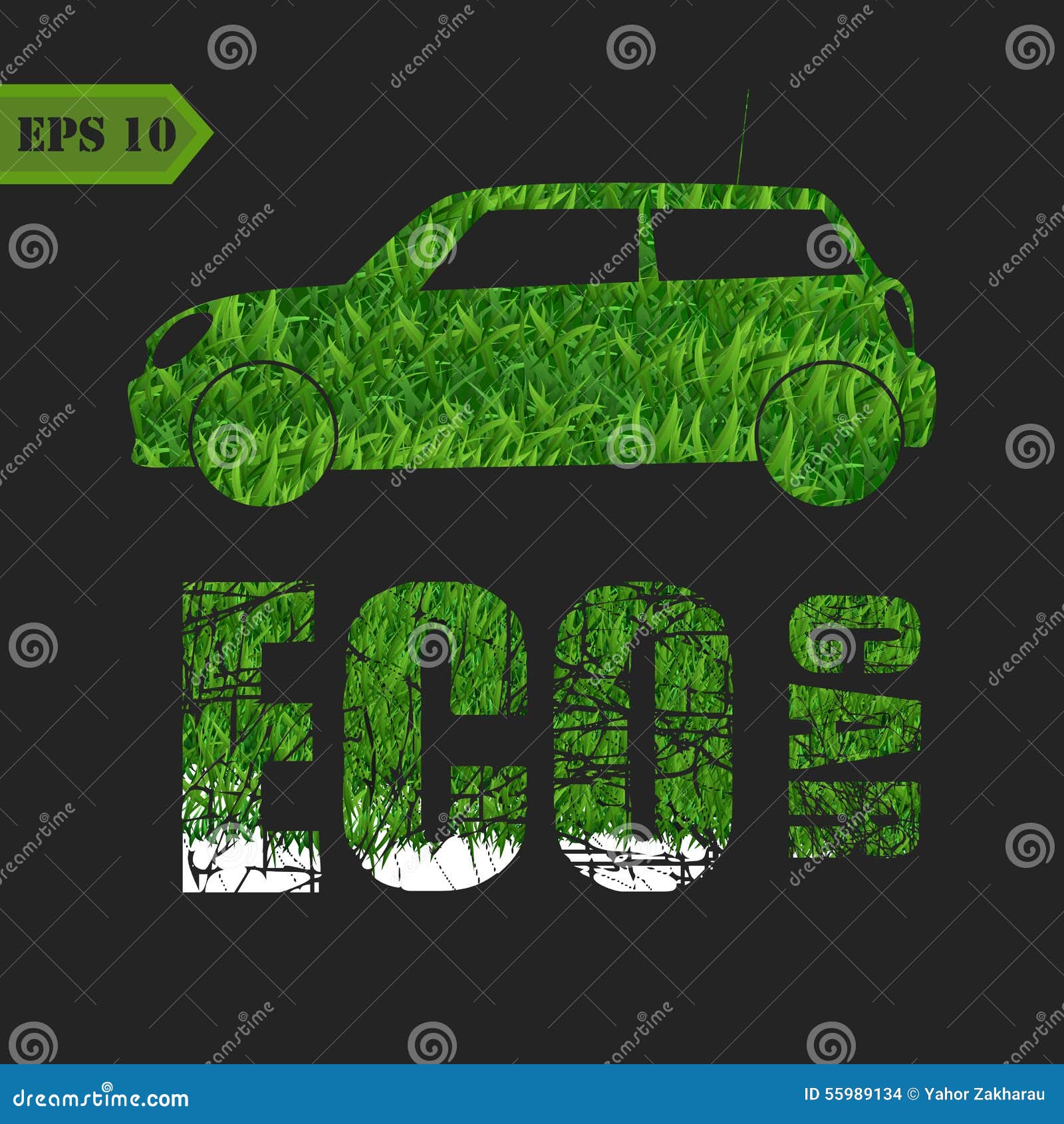 Eco Car Made of Green Leaves Concept Stock Vector Illustration of