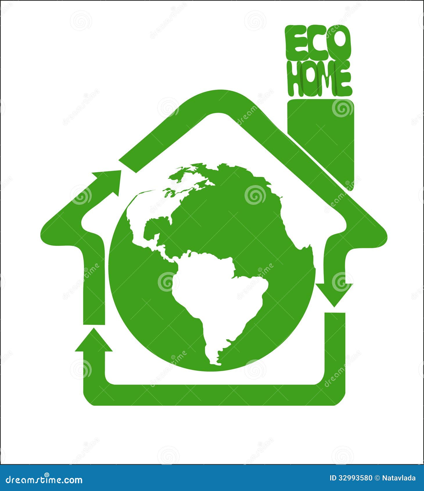 eco clean earth our home green recycle arrows composing house symbolize ecologically framing globe 32993580