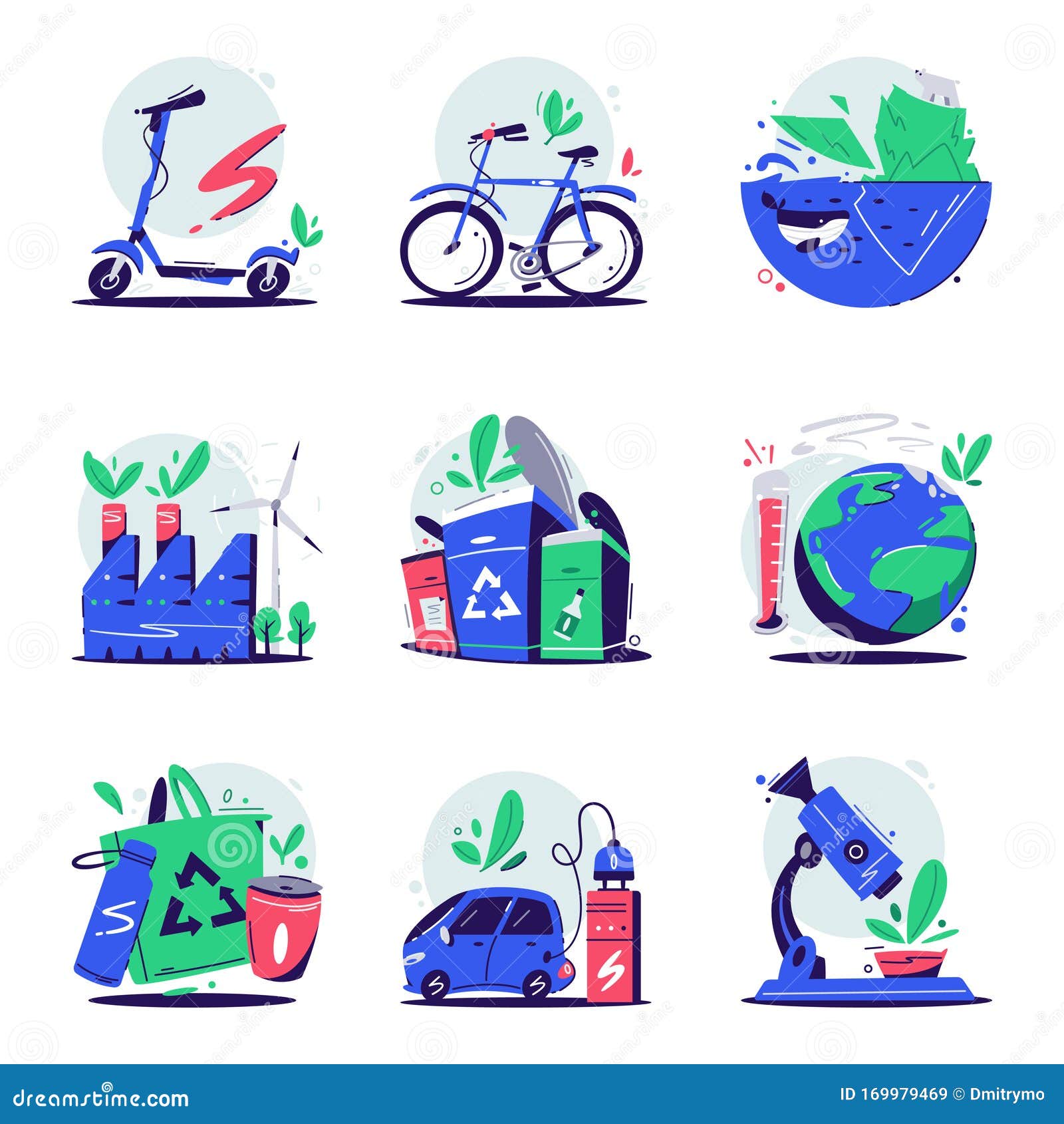 eco concept. cartoon  . ecology icon or logo set. planet safety. global warming