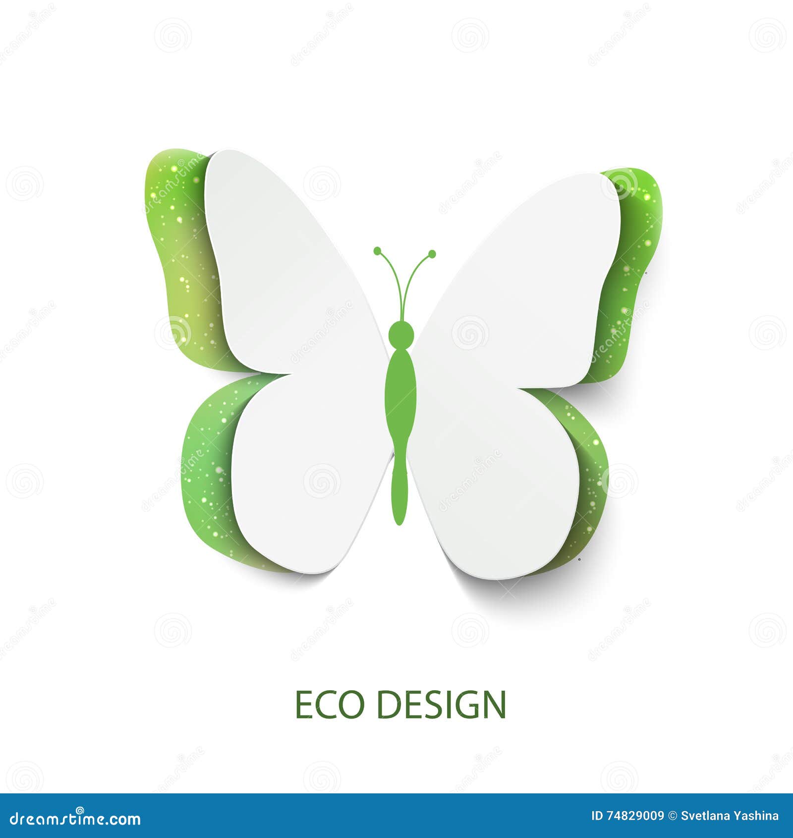 Eco Concept Green Butterfly Cut Out of Paper, Abstract Vector