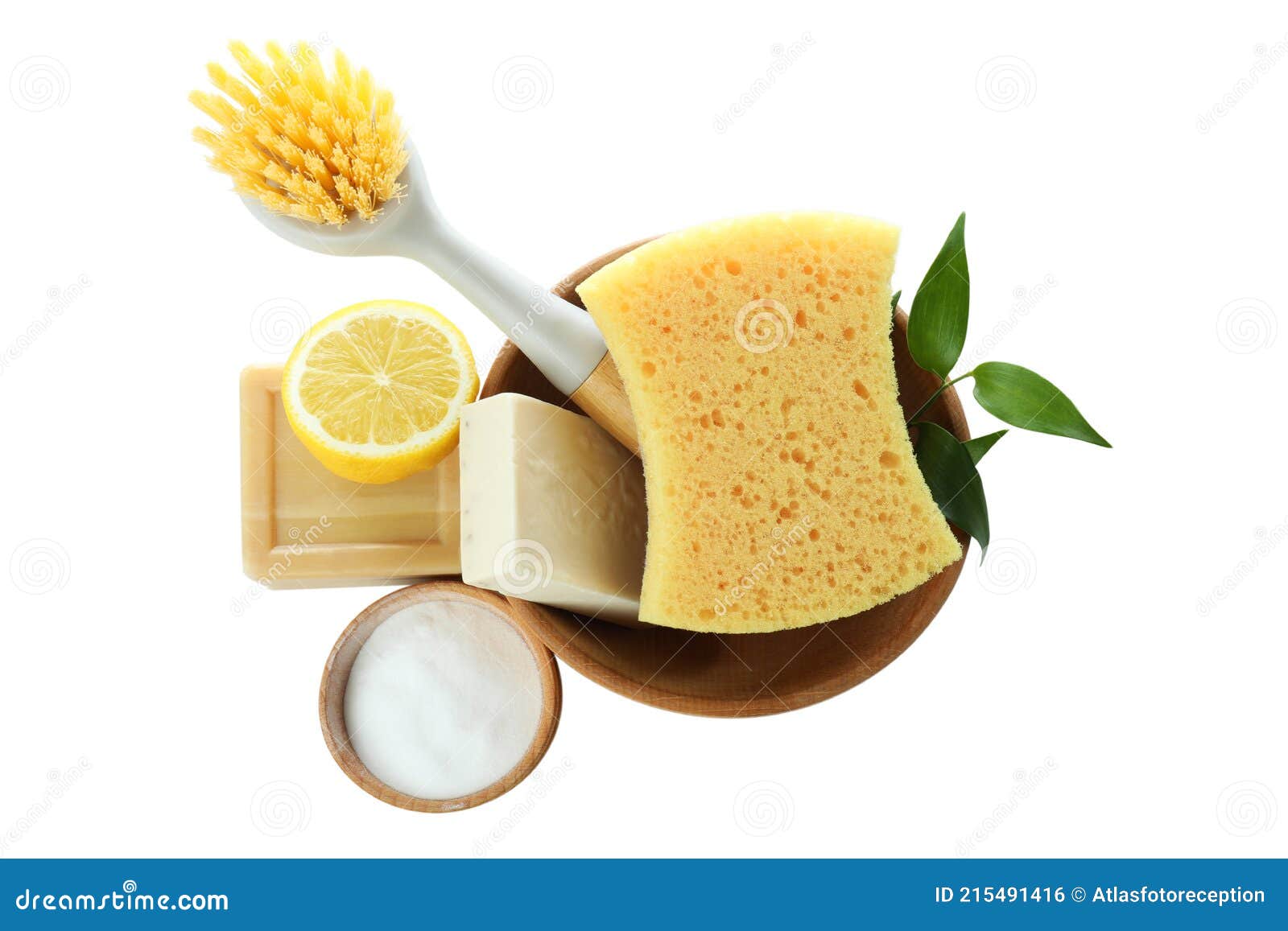 Eco Friendly Cleaning Tools Isolated on White Background Stock Photo