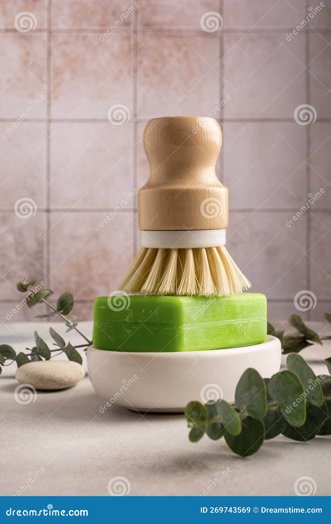 Eco Friendly Concept with Dish Brush and Soap Stock Image Image of