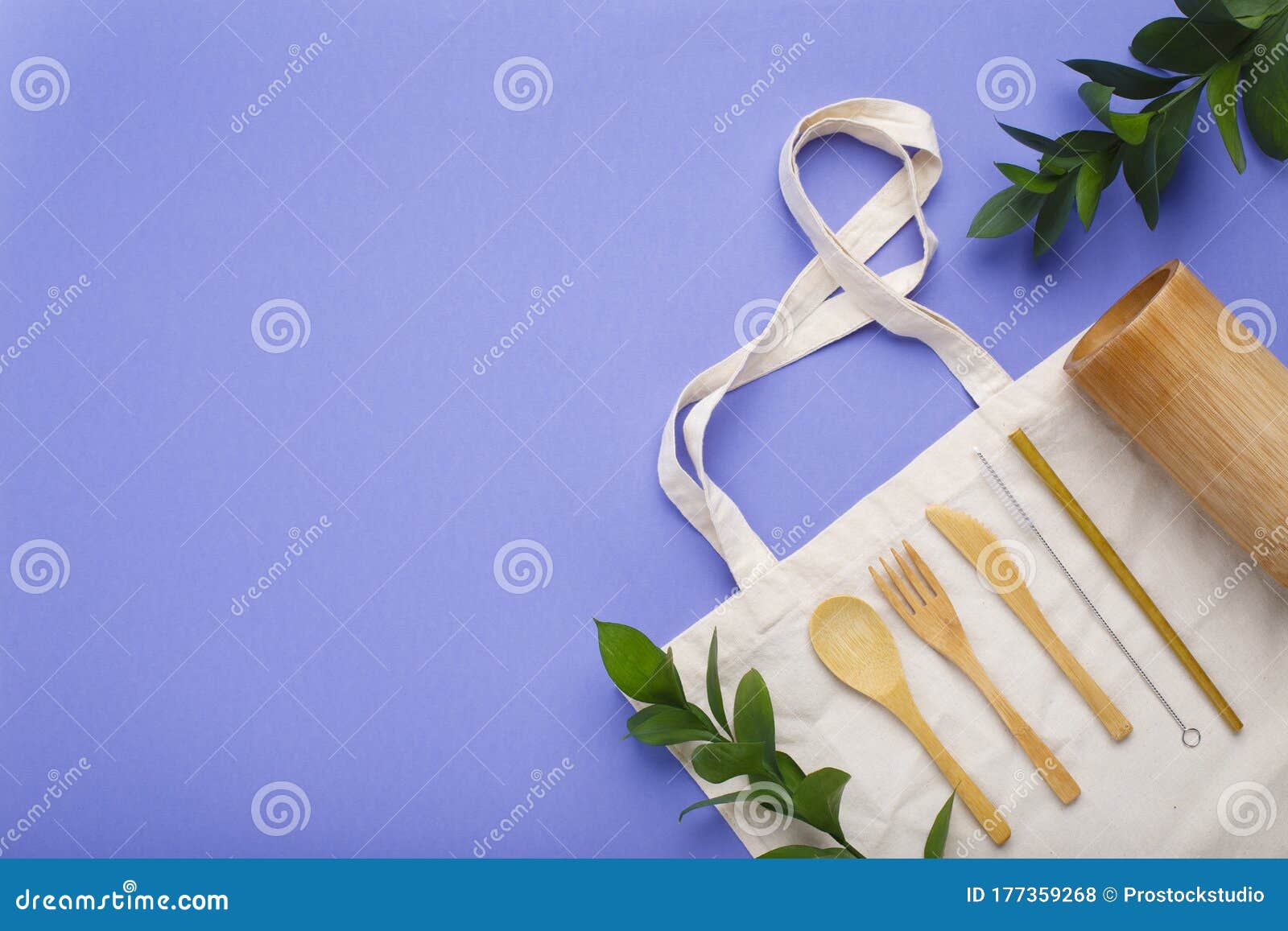 Ecofriendly Disposable Utensils Made of Bamboo and Wood Stock Photo
