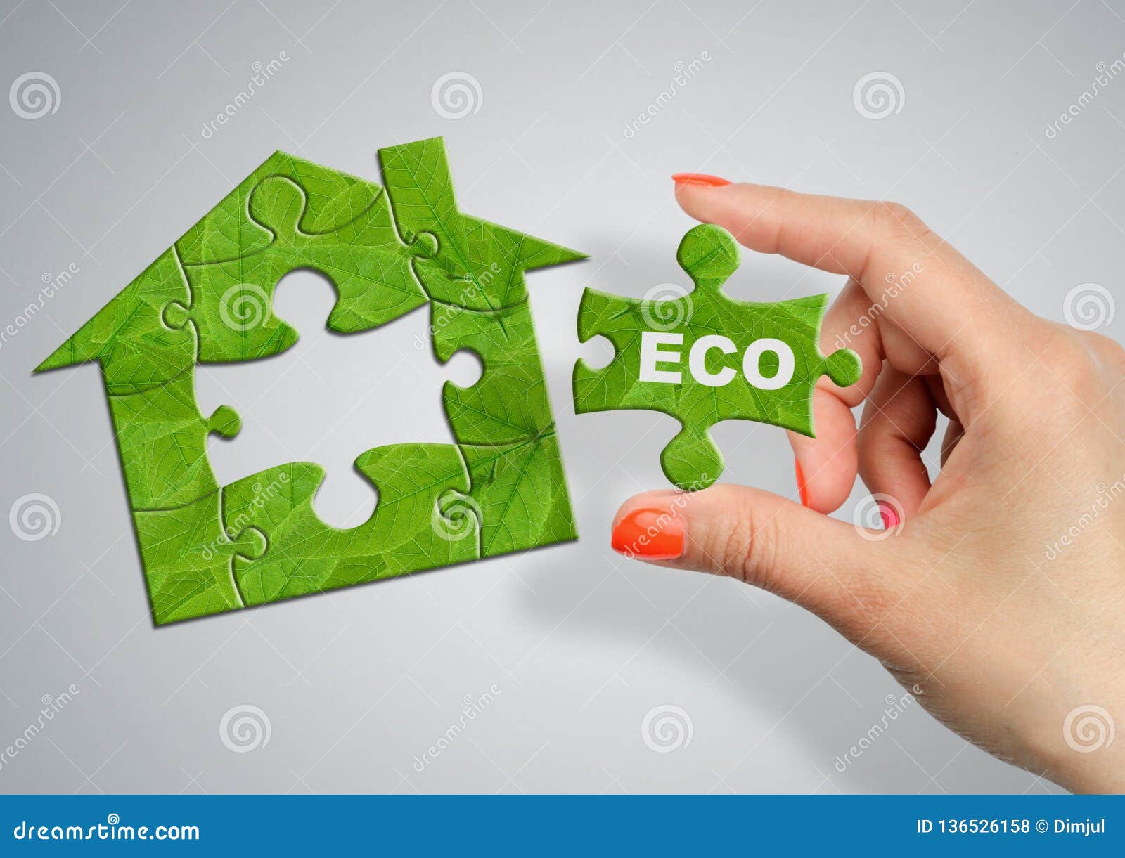 eco friendly house concept, home made from green puzzle
