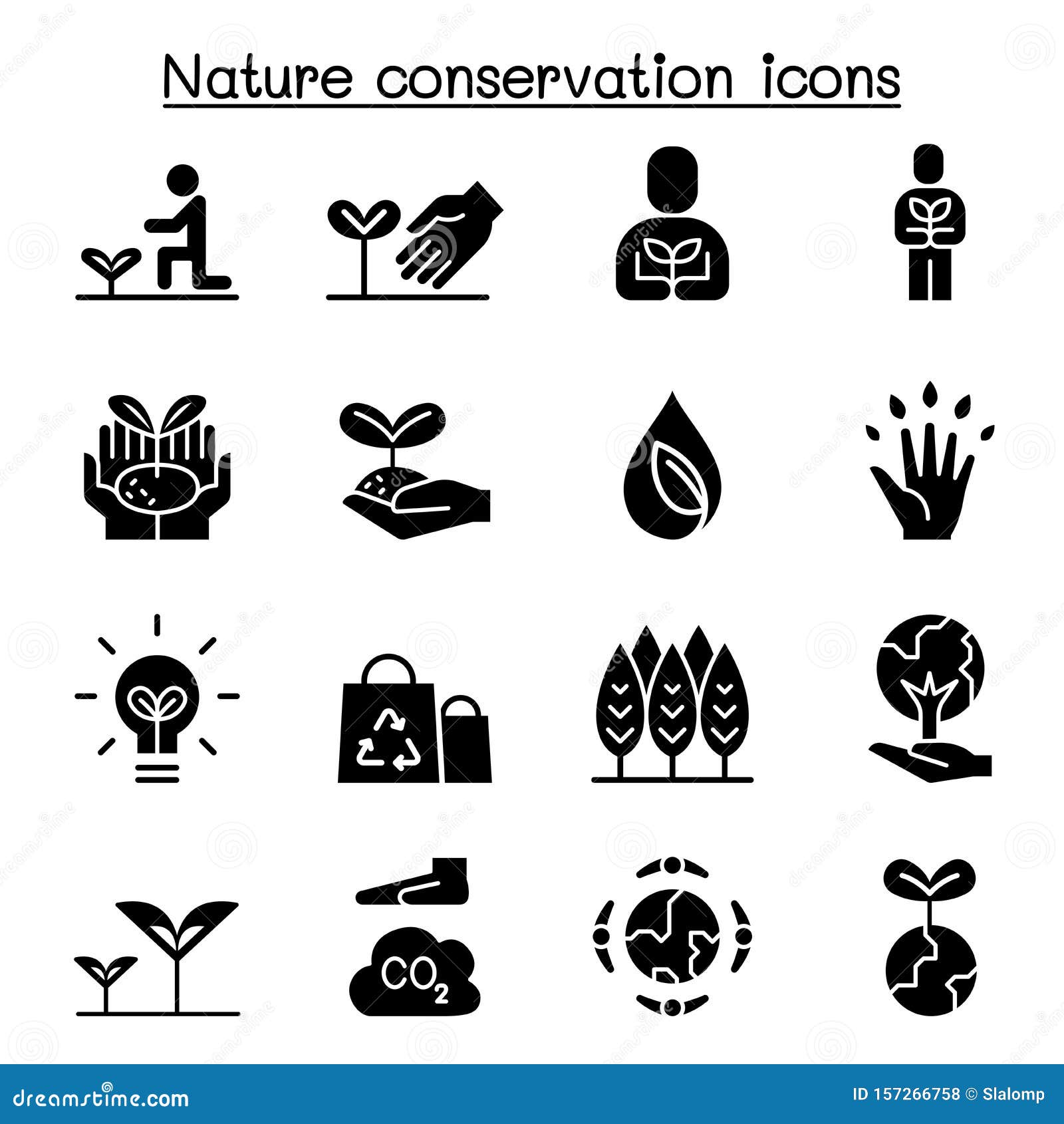 Eco Friendly, Nature Conservation, Environmentalist Icon Set Stock Vector Illustration of icon