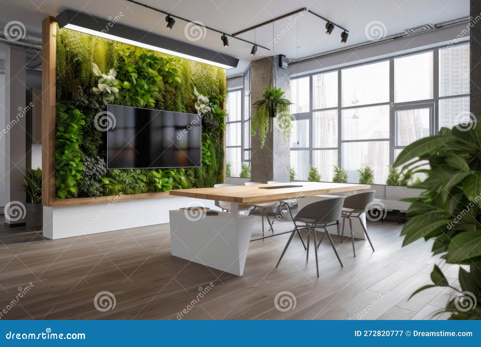 Eco-friendly Office Meeting Room Interior with Biophilic Design ...