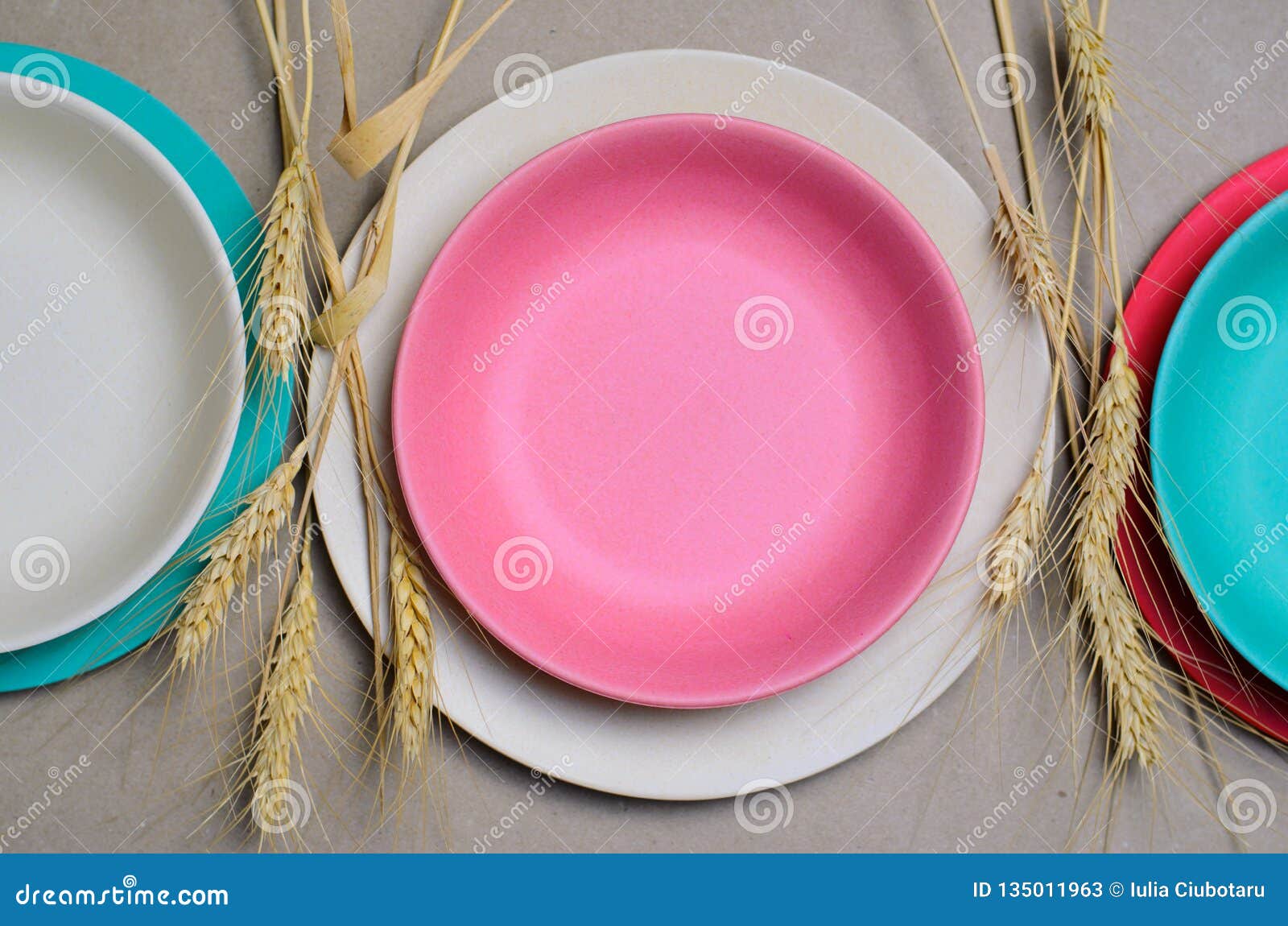 Wheat Straw Kitchenware, Eco Friendly Recycling Plates Stock Image