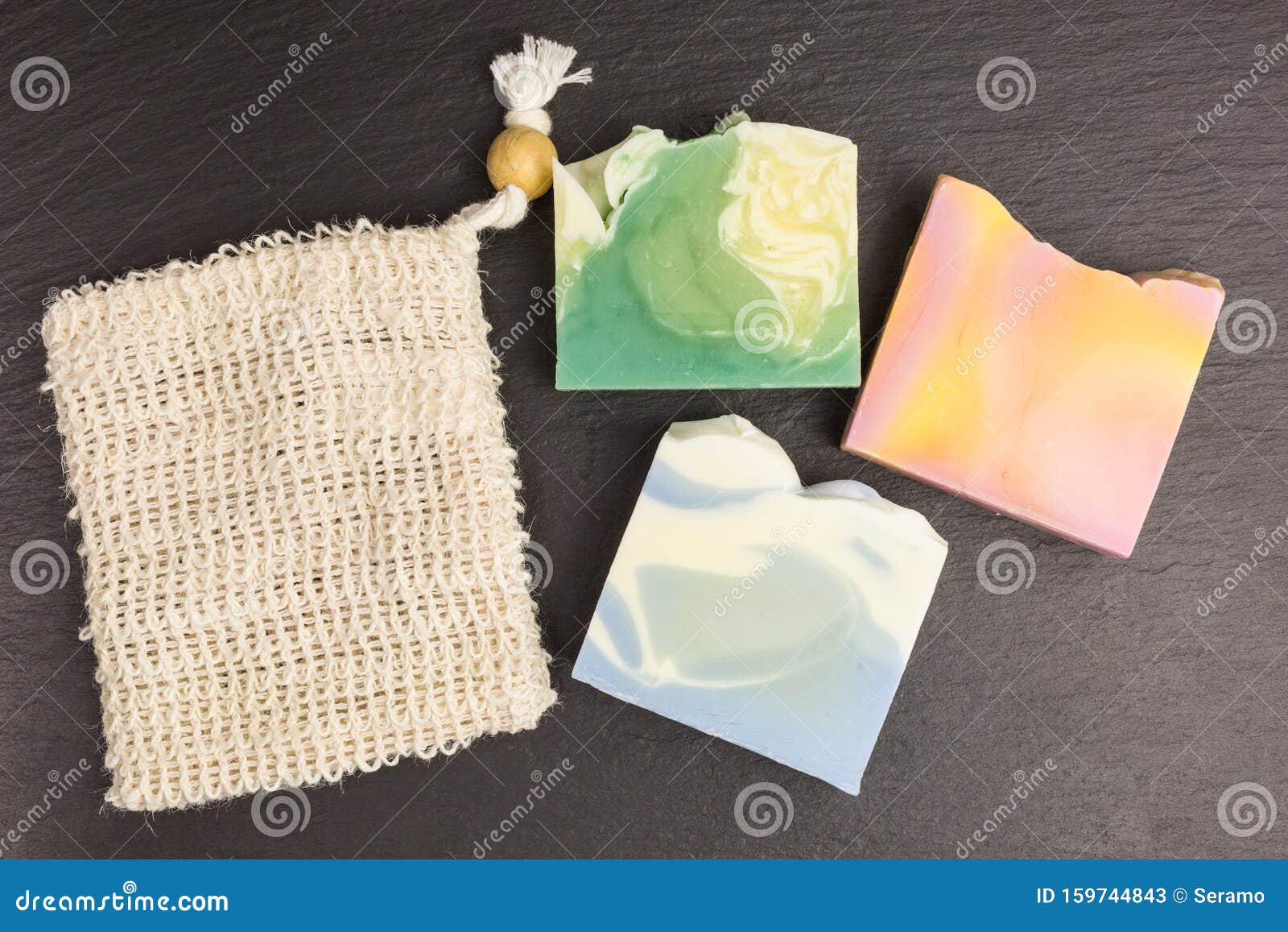 Eco Friendly Shower Gel with Sisal Soap Bag Stock Image Image of