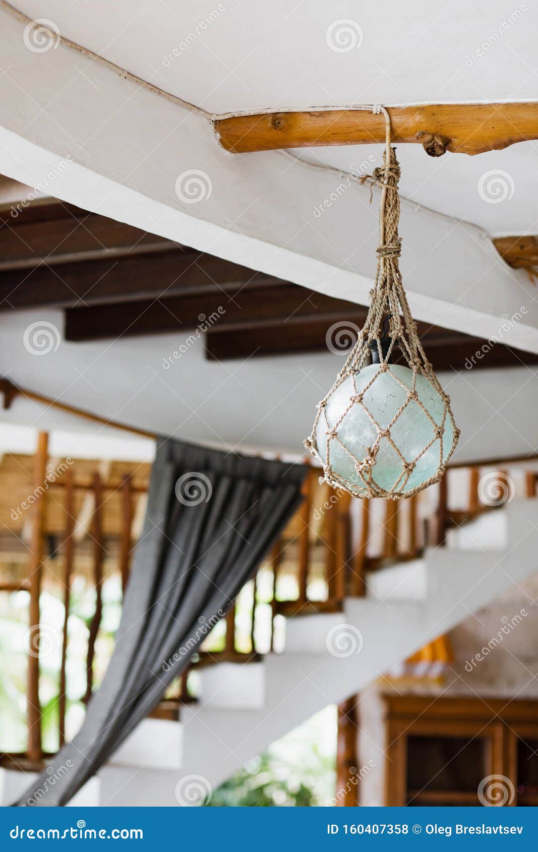 Eco Friendly Style Interior Design Element. Glass Lamp Wrapped in Craft Rope  Stock Photo - Image of apartment, fashionable: 160407358