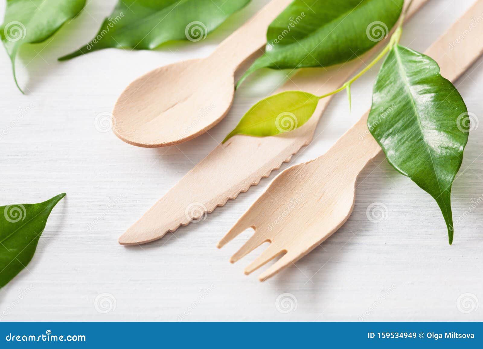 eco friendly wooden cutlery. plastic free concept