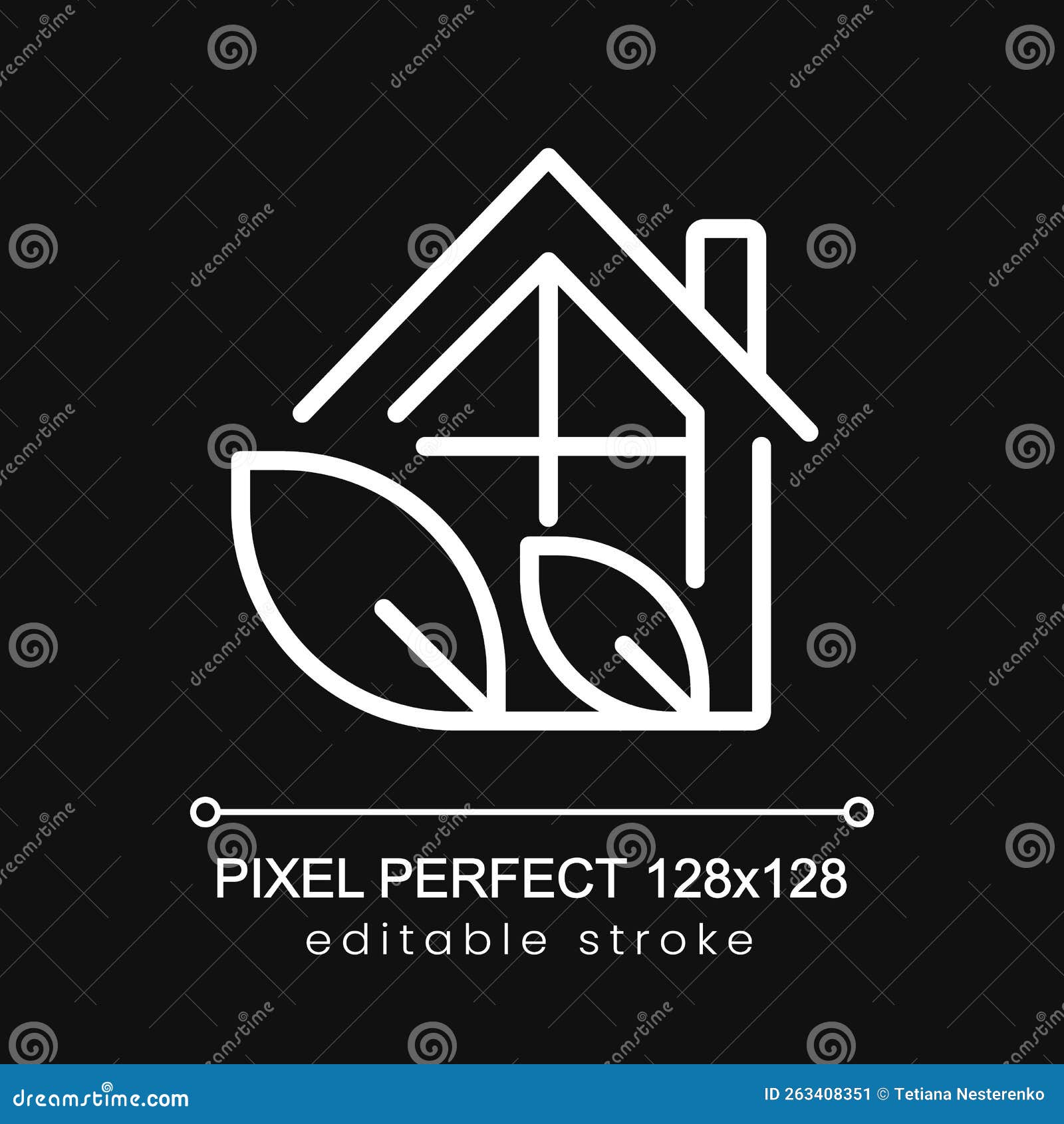 eco house pixel perfect white linear icon for dark theme