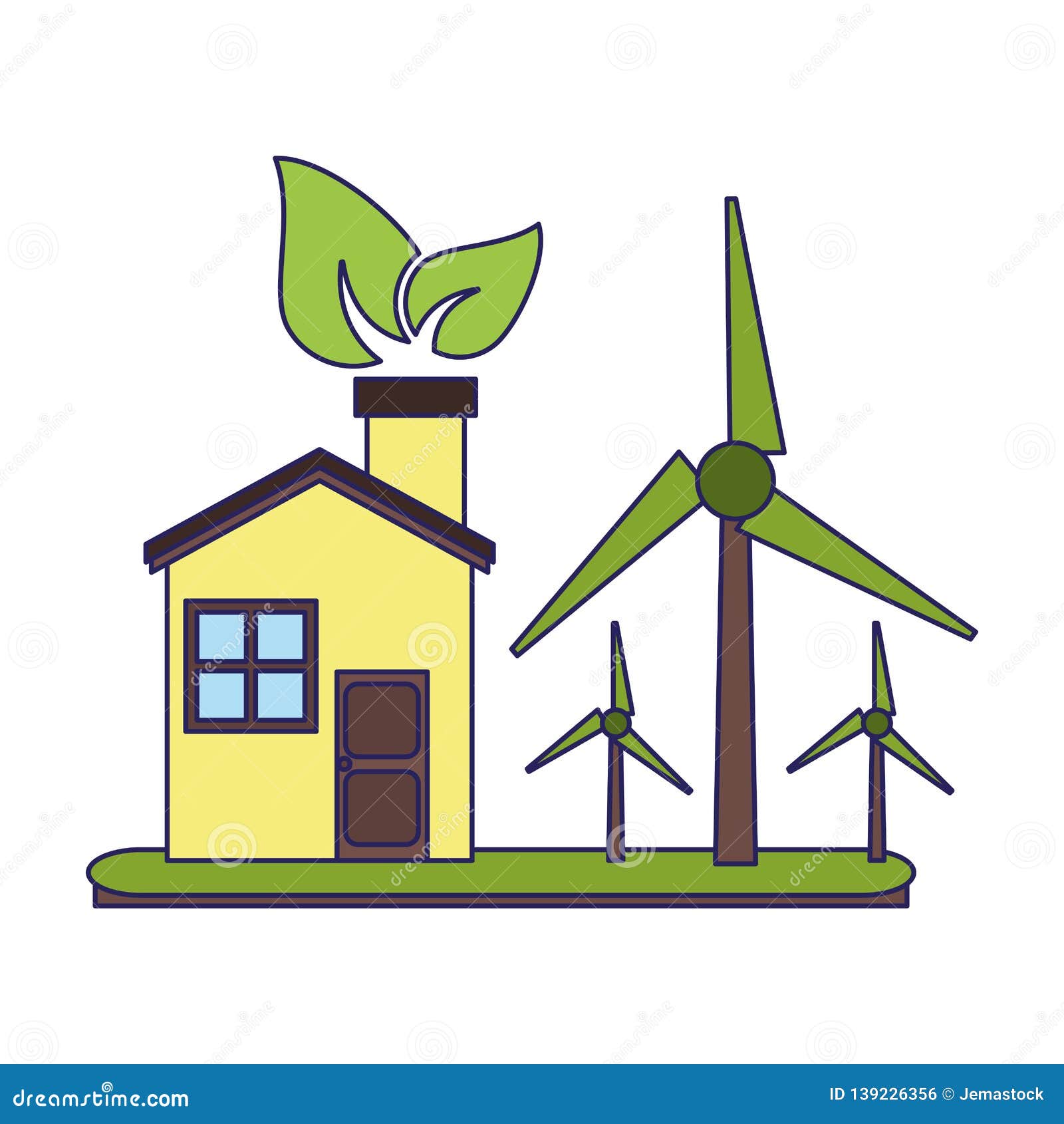 Download Eco House With Wind Turbines Stock Vector - Illustration ...