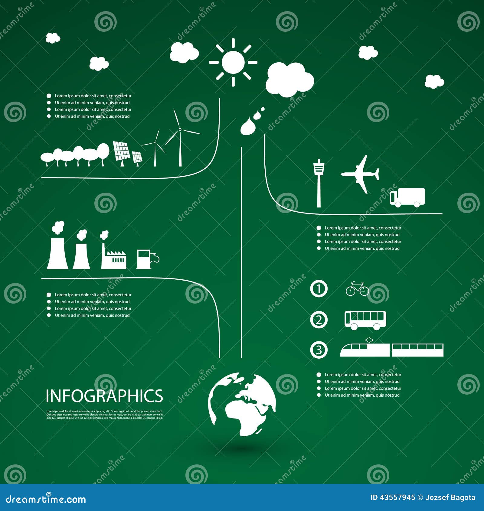  Solar Power Plant, Trees and Windmills - Illustration in Freely