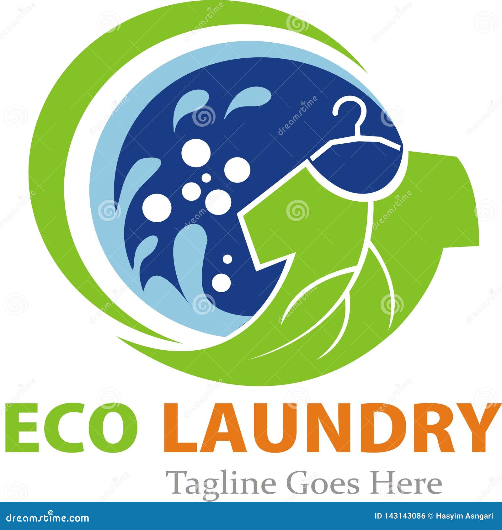 Eco laundry logo template stock vector. Illustration of company 143143086