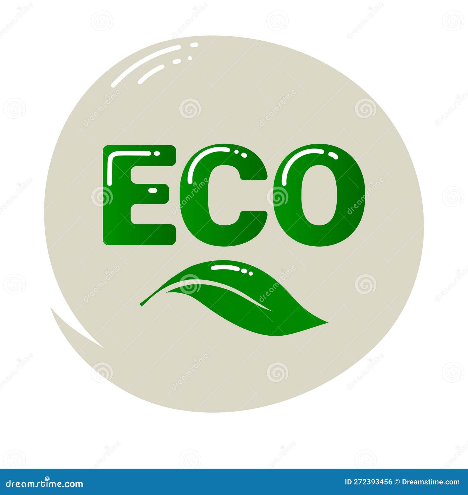 Eco Logo with Leaf. Eco with Highlights on the Gray Background of an