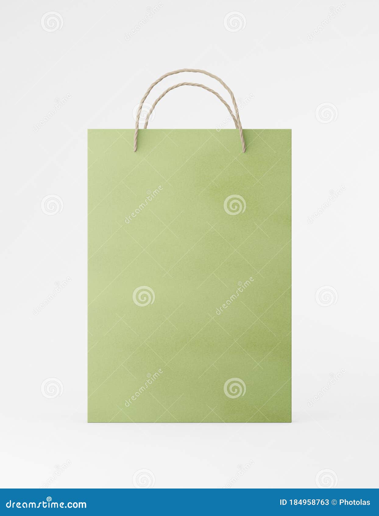 Download Eco Packaging Mockup Bag Kraft Paper With Handle Front Side. Standart Medium Green Template On ...